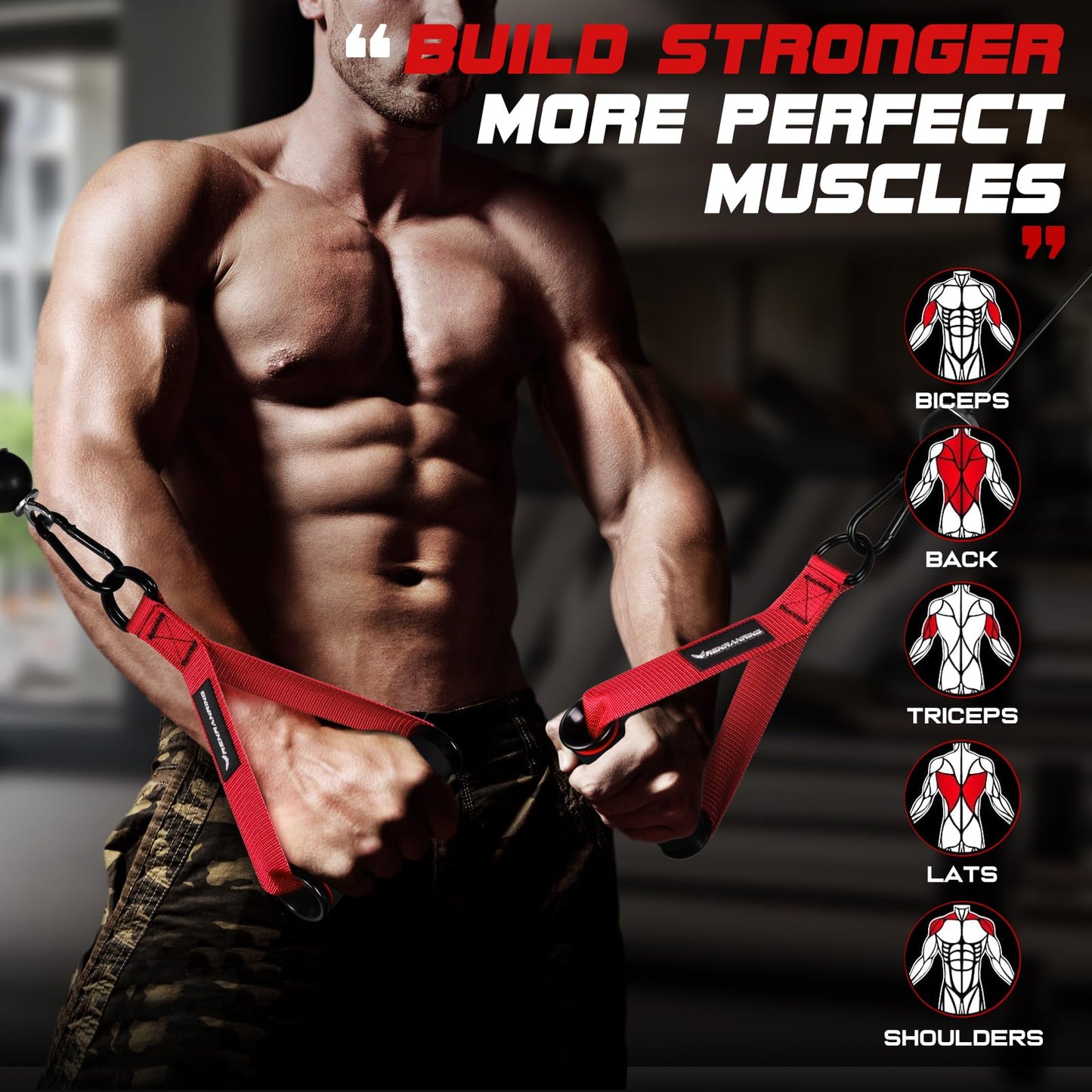 RENRANRING Gym Exercise Handles, Replacement Handle Attachments for Cable Machine Pulleys, Resistance Band and Strength Trainer, Pull Down Workout Accessories, Home Gym Add On Equipment