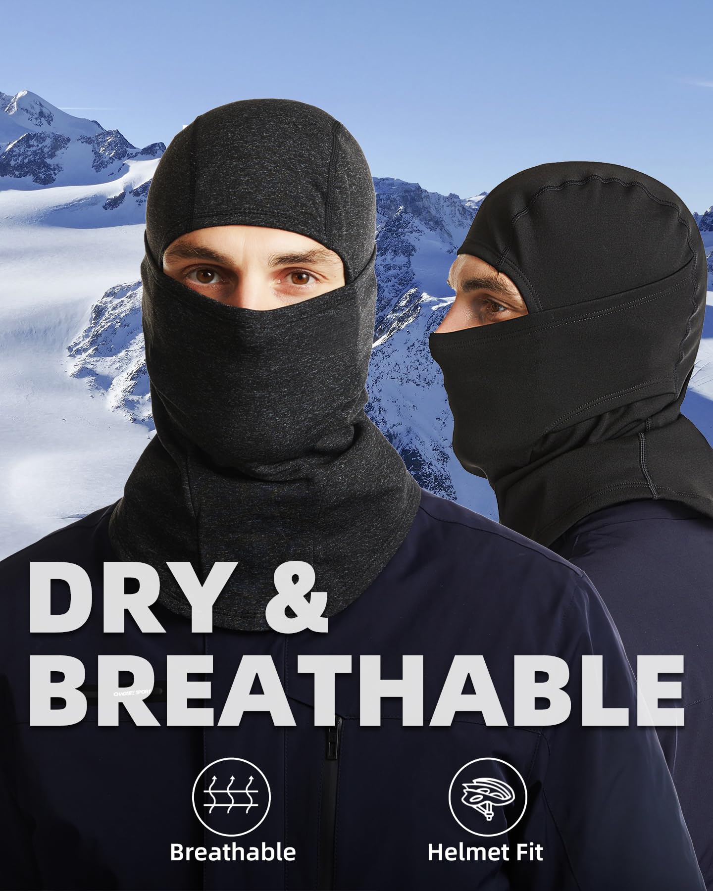 SoeKewo Balaclava Winter Ski Mask Fleece Thermal Face Mask Covering for Cold Weather Skiing Cycling Men Women, Gray