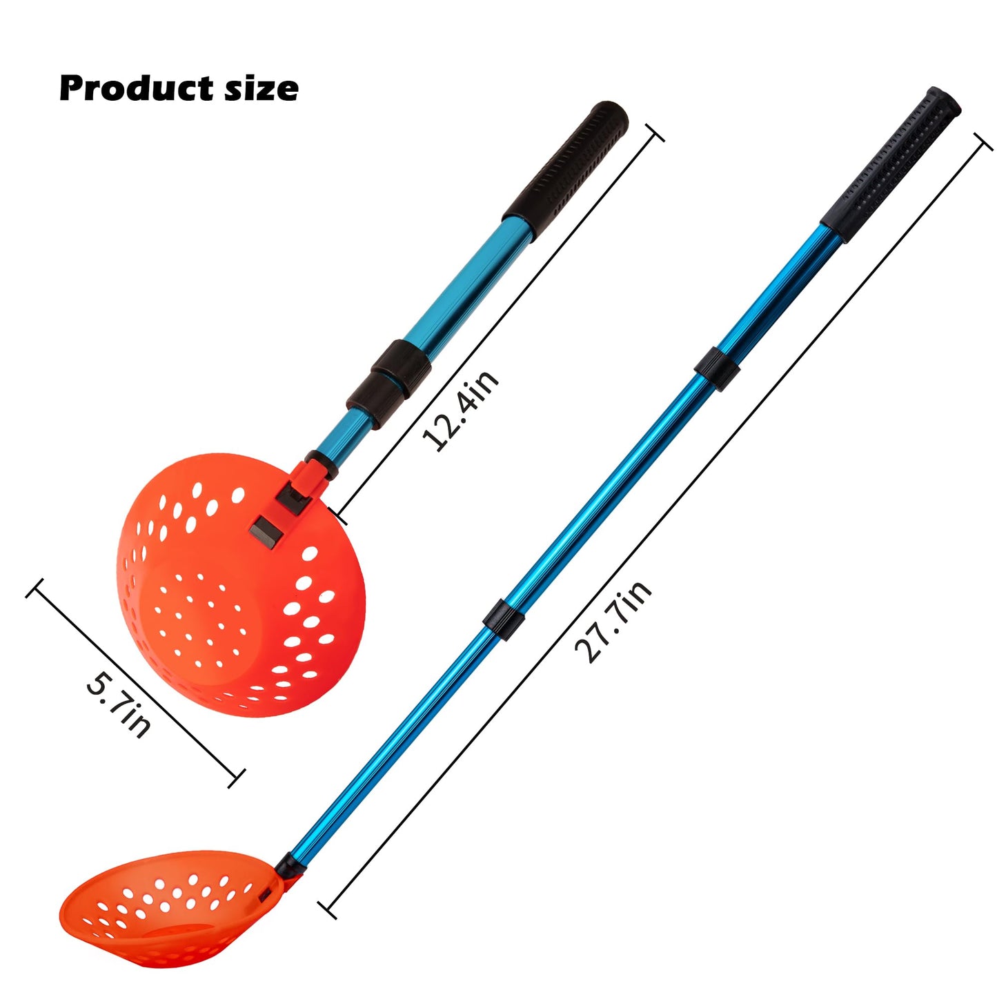 Sfcddtlg Adjustable Ice Fishing Skimmer Scoop- 33.4 Inch Winter Ice Fishing Scooper with Long Handle- Ice Fishing Gear for Scooping Out Ice While Fishing (Blue)