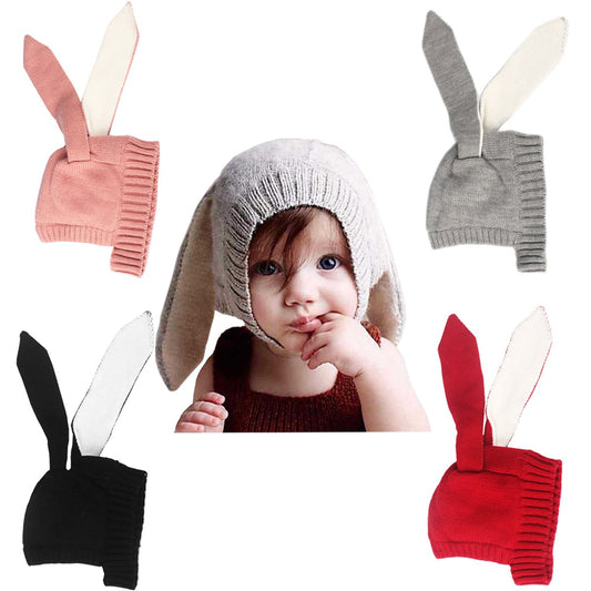 xsby Kids Winter Beanie Hat, Baby Infant Knit Hat Crochet Bunny Ear Warm Hat for Winter Grey(Plus Cashmere)