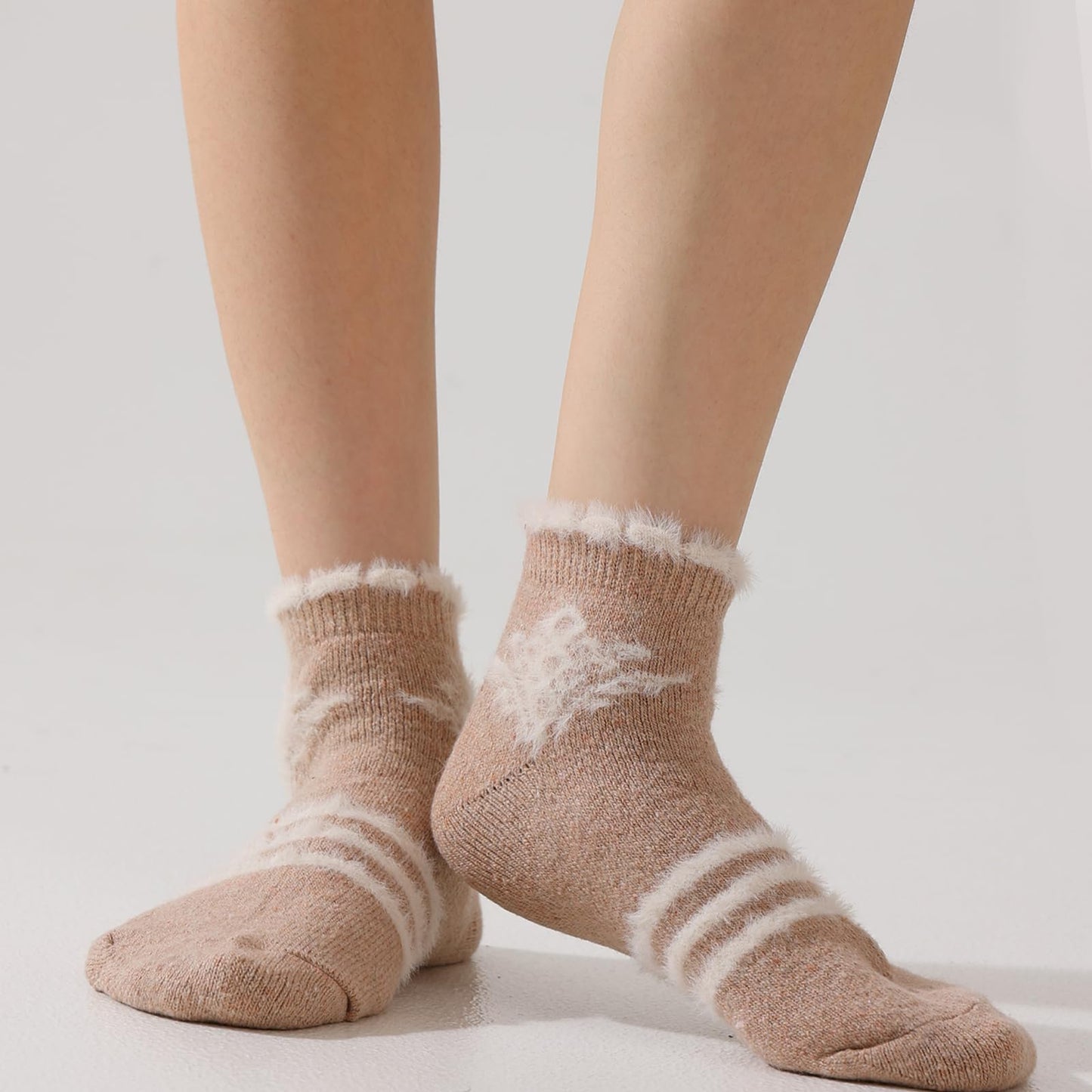 Fszsaa Merino Wool Low Ankle Socks For Women Knit Warm Fuzzy Socks Casual Home Socks Winter