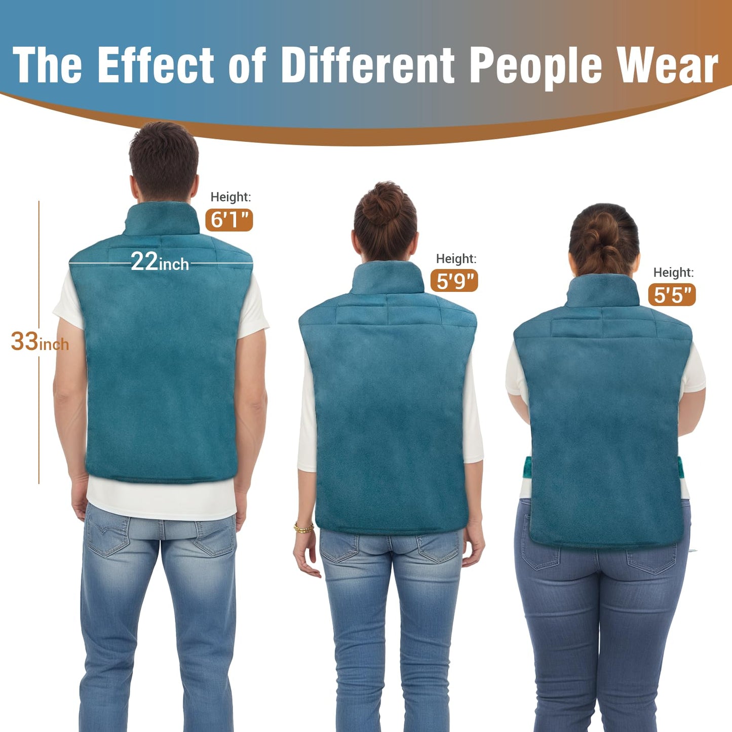 Comfytemp Upgraded Heating Pad for Back Neck Shoulders Deeper Pain Relief, 22"x33" Large Weighted Electric Heat Pad, Gifts for Women Men, Safe Design — 2H Auto-Off, Soft & Washable