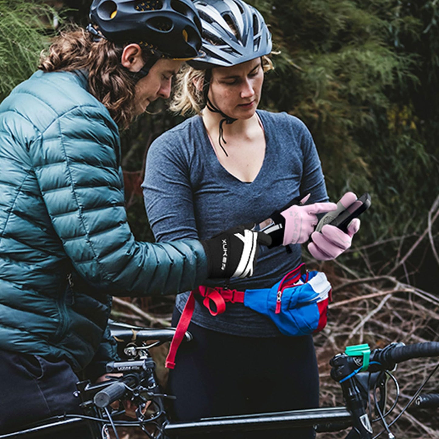 XUKER Cycling Bike Gloves for Men, 2mm Neoprene Winter Full Finger Gel Pad Touchscreen Thermal Mountain Biking Gloves for BMX ATV MTB Riding, Road Racing, Bicycle, Climbing, Boating