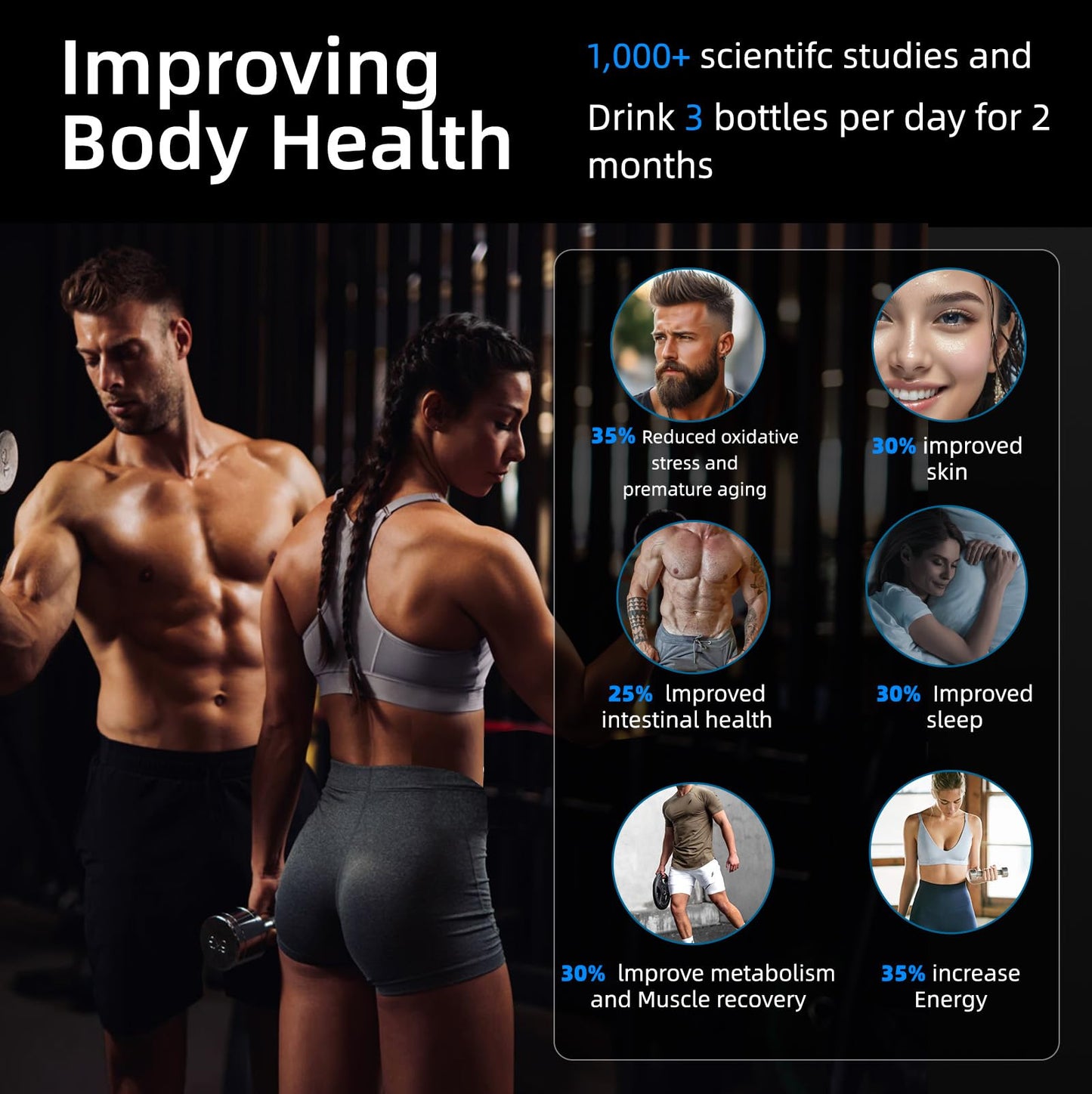 Yuloigan Hydrogen Water Bottle, 50 oz (1.5 Liter) Hydrogen Sport Water Bottles with Advanced Hydrogen Production Technology, Portable Rechargeable Water Generator Ionizer for Home, Office, and Travel