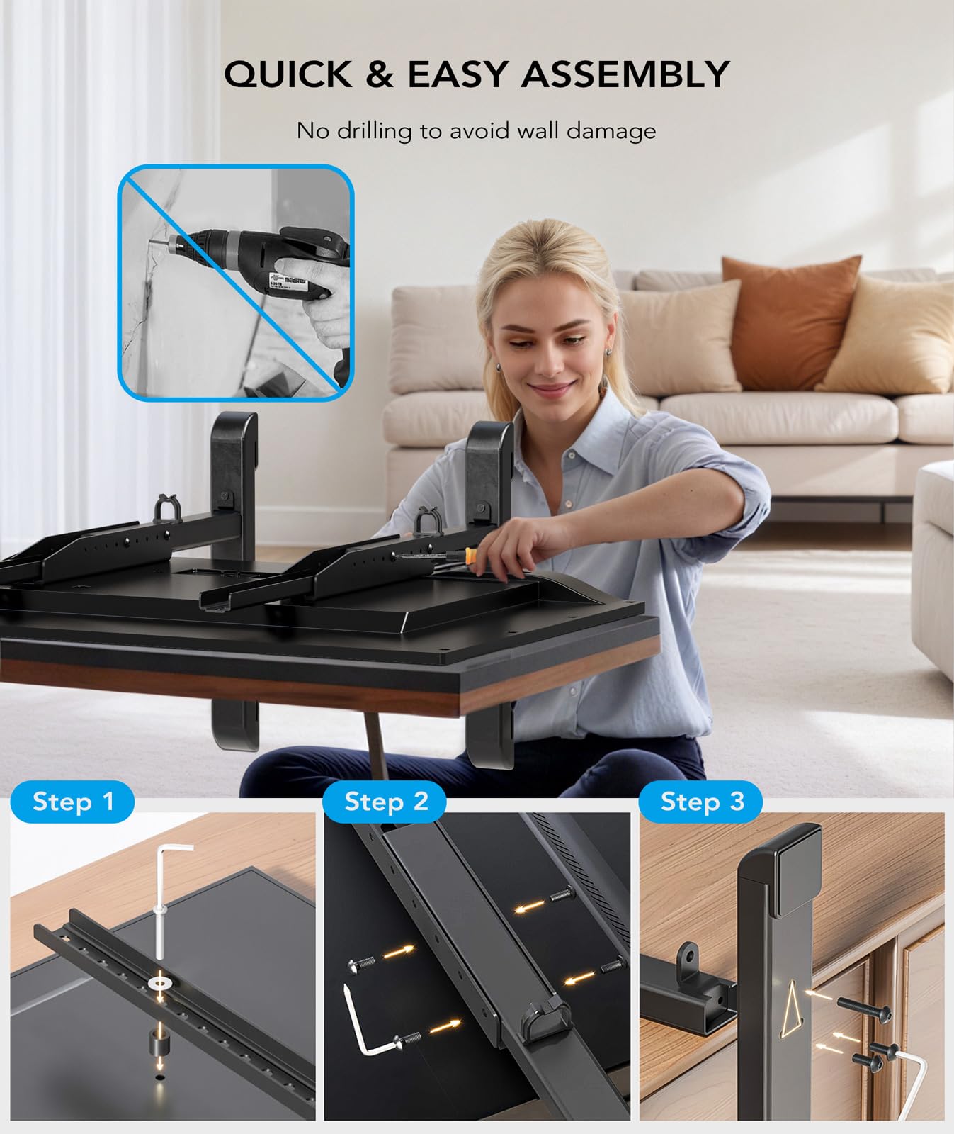 Universal TV Stand, Table Top TV Stand Base Wobble-Free Replacement for Most 24 to 80 Inch LCD LED TVs, 7 Height Adjustable TV Legs Hold up to 150lbs, Max VESA 800x500mm, Black AX10TB02