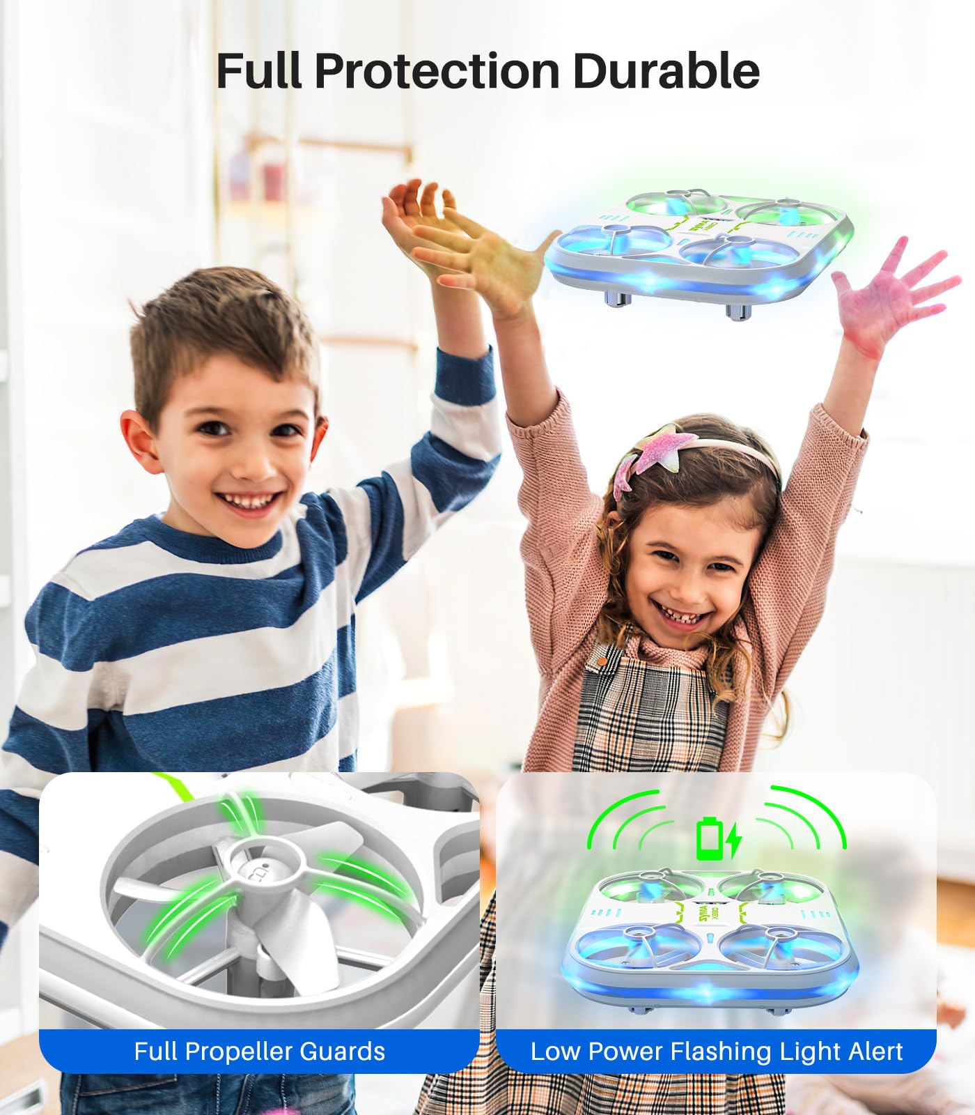 SYMA Kids Drone with LED Lights - X880 Indoor Drone with Altitude Hold, Easy to Fly Quadcopter with Full Protection, 360° Flips RC Helicopter UFO Gift for Adults Beginners