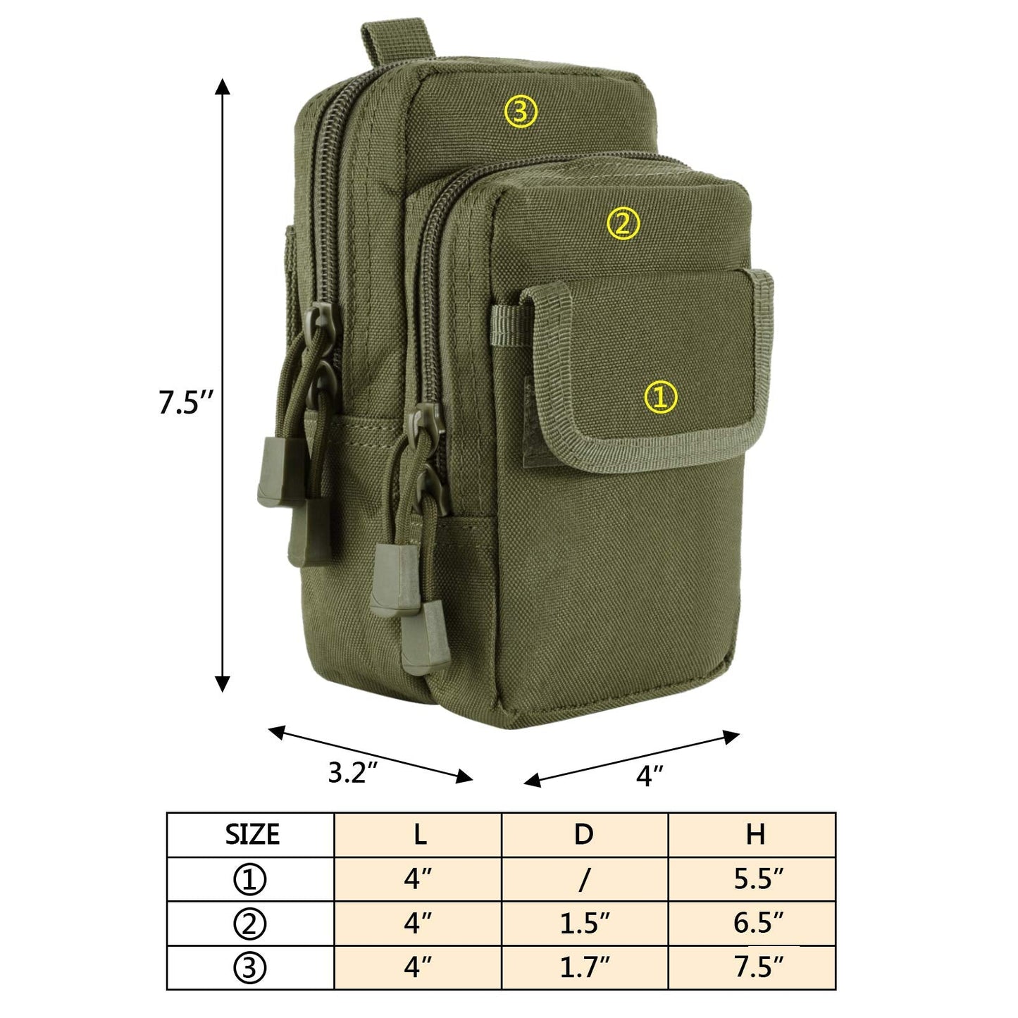 FRTKK 2 Pack Molle Pouches - Tactical Compact Water-Resistant EDC Pouch Small Utility Pouch Bags (Patch Included) (2 Pack-Army Green 2)