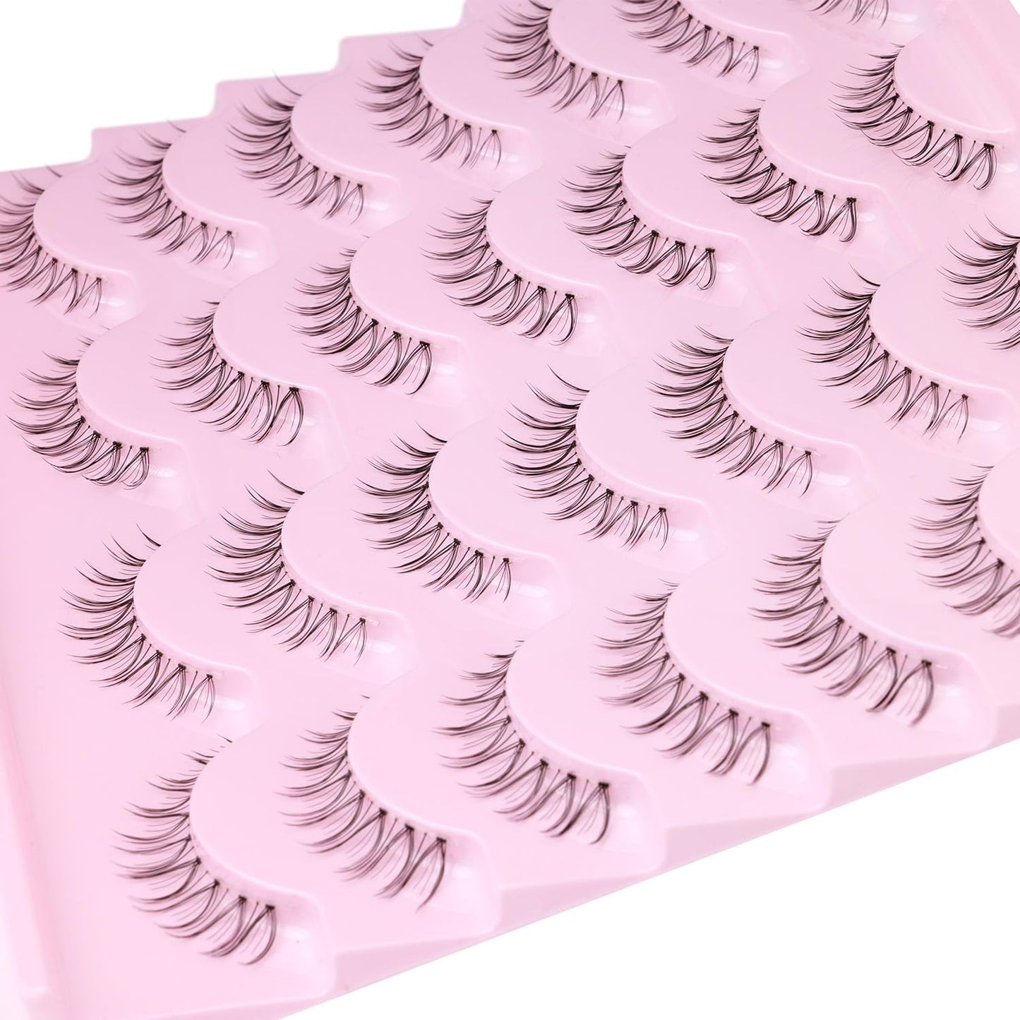 Kiromiro Lashes Natural Look Short False Eyelashes Wispy 100% Handmade Clear Band Lashes Cat Eye Natural False Lashes Korean Faux Mink Lashes Extensions Strip Eyelashes Pack 14 Pairs