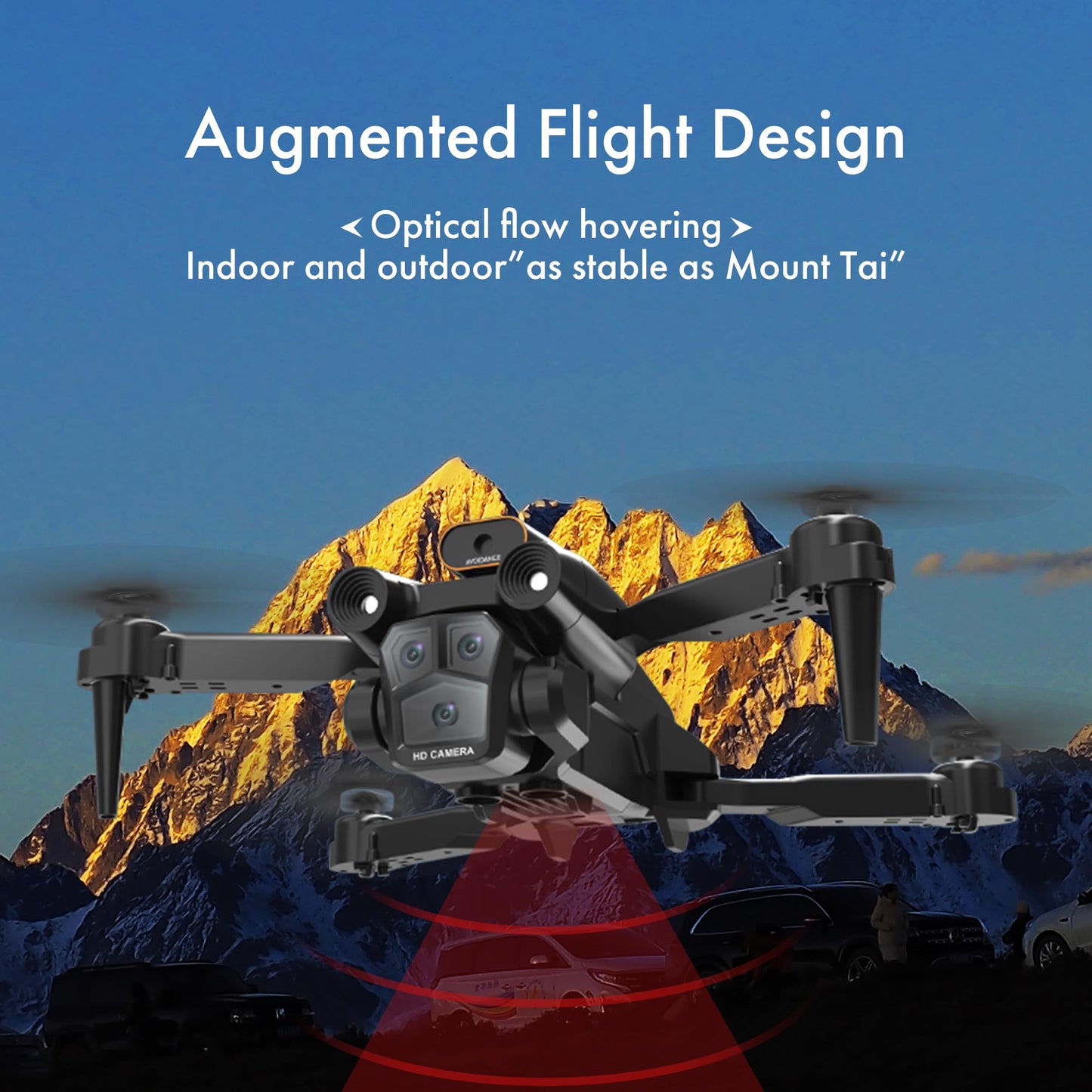 TIMEONIA C12 Foldable Drone with 1080p Camera, HD Dual Camera Remote Control Quadcopter with 4-Way Obstacle Avoidance, Altitude Hold and Adjustment, Headless Mode, 360° Flip, Designed for Beginners and Kids