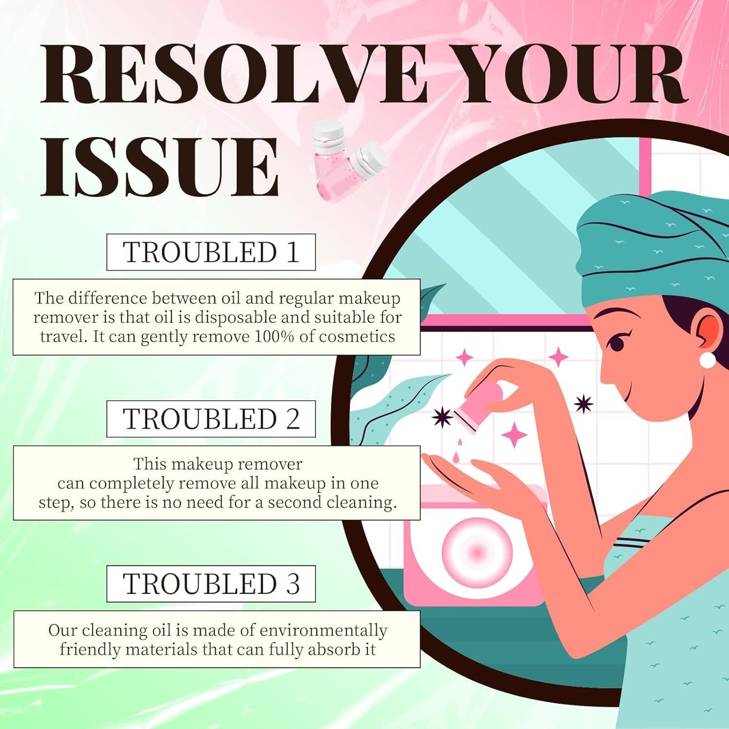 Cisto Makeup Remover Oil Mini, Cisto Cleansing Oil Mini Makeup Remover, Portable Facial Cleansing Oil, Nourishing and Gentle Cleansing Oil for All Skin Types (Rose 20 capsules)