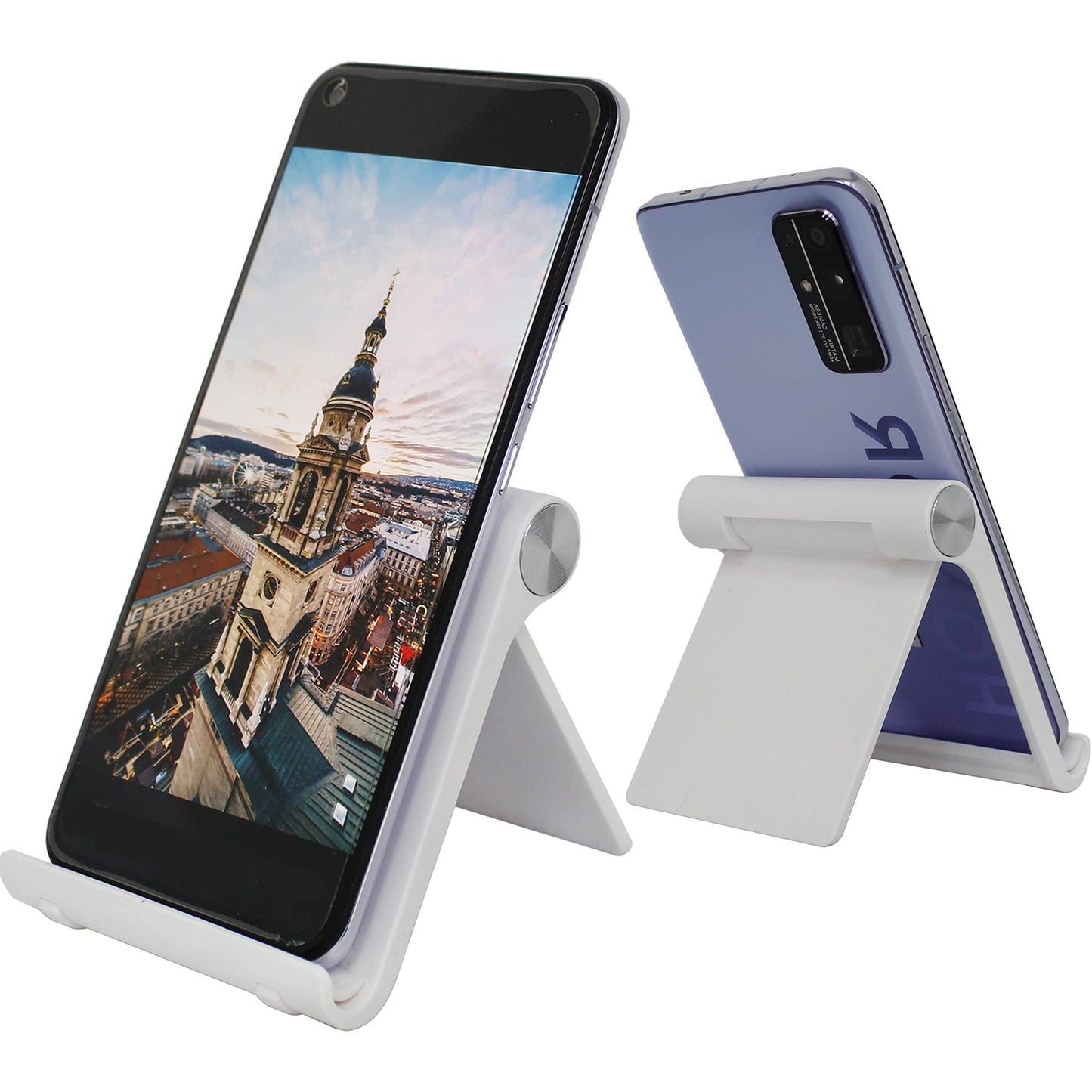 Mayten Foldable Cell Phone Stand for iPhone - Adjustable Phone Holder with Wide Compatibility, Portable Desktop Dock for iPhone 15/14/13/12/11/Pro/Max/SE, Galaxy, Pixel, Anti-Slip Design (White)