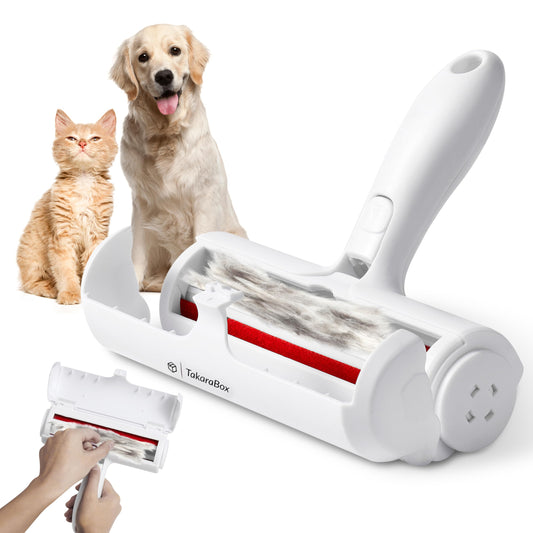 TakaraBox Pet Hair Remover, Self-Cleaning Lint Roller with Base, Reusable for Dogs and Cats, Furniture and Carpet (Red)
