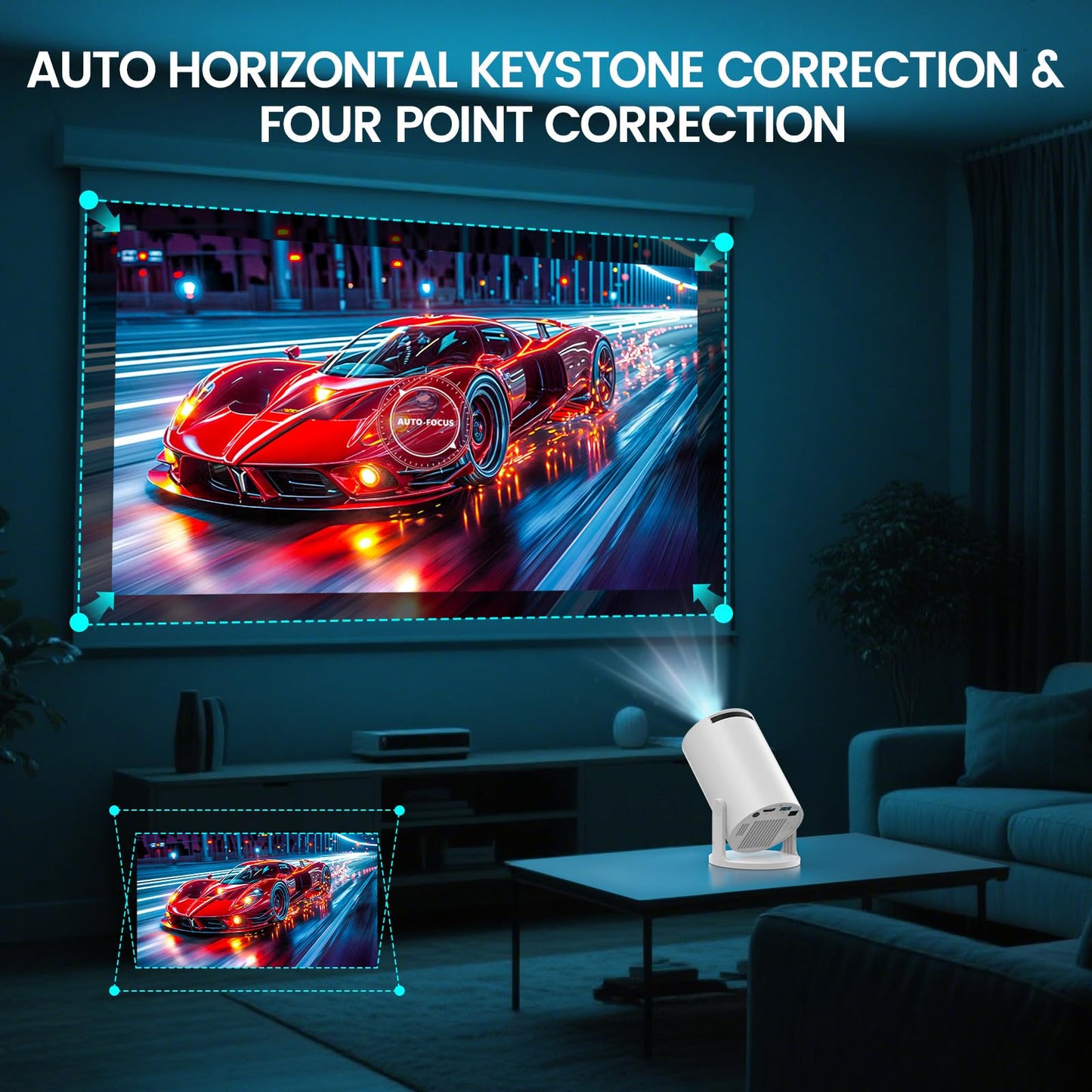 Chicdaze Mini Projector, HY300 PRO+ Portable Projector with WiFi 6 and Bluetooth 5.4, 170 ANSI, 4k HD Projector, Video Proyector Compatible with Phone, TV Stick, Laptop, HDMI, USB for Home Outdoor