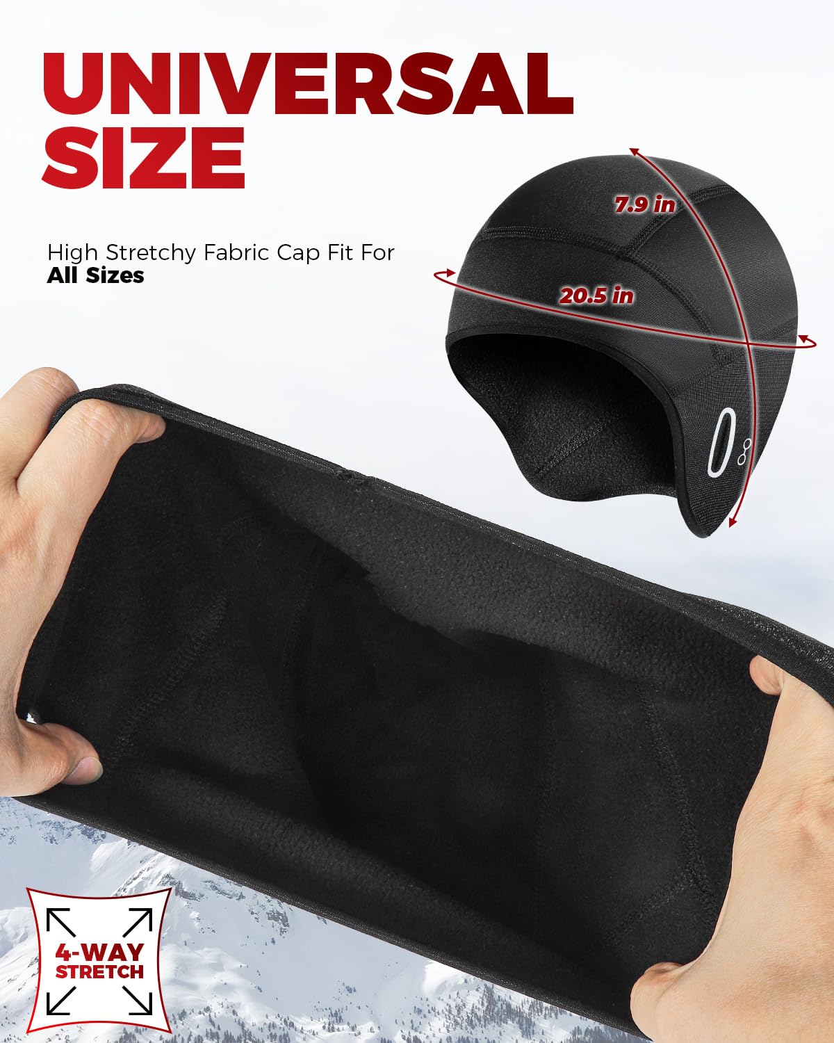 VICTGOAL Winter Skull Cap for Men Women Windproof Beanies Cycling Hat Under Helmet Liner Thermal Cycling Caps (Black)