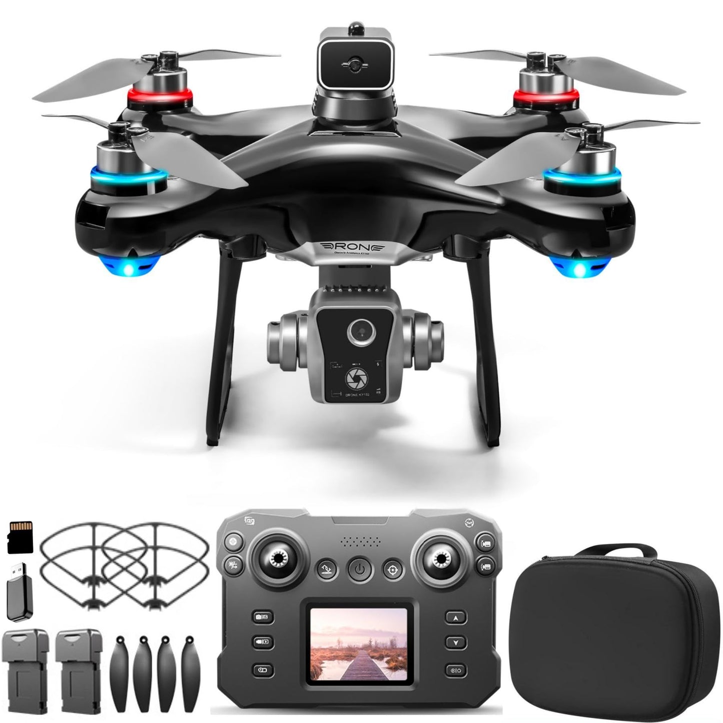 RC Drone With Screen Display Remote Control, 1080P Dual Camera,Brushless Motor, Optical Flow Hover, 360 Degree Flip, Speed Adjustment, APP Control, 2 Batteries, Adult Beginner-Friendly FPV Remote Control Hobby Quadcopter Helicopter Airplane