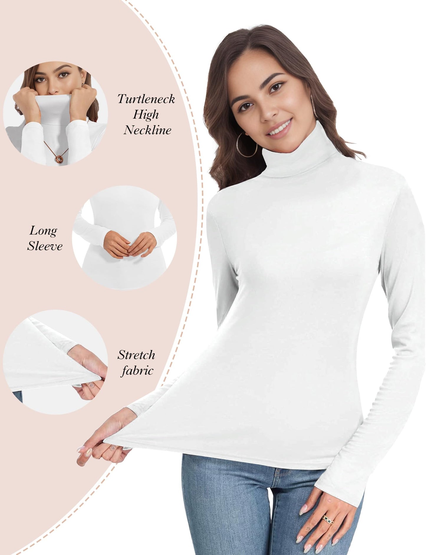 Womens Long Sleeve Turtleneck Thermal T-Shirts Mock Neck Underwear Fashion Tops for Winter Cold Weather