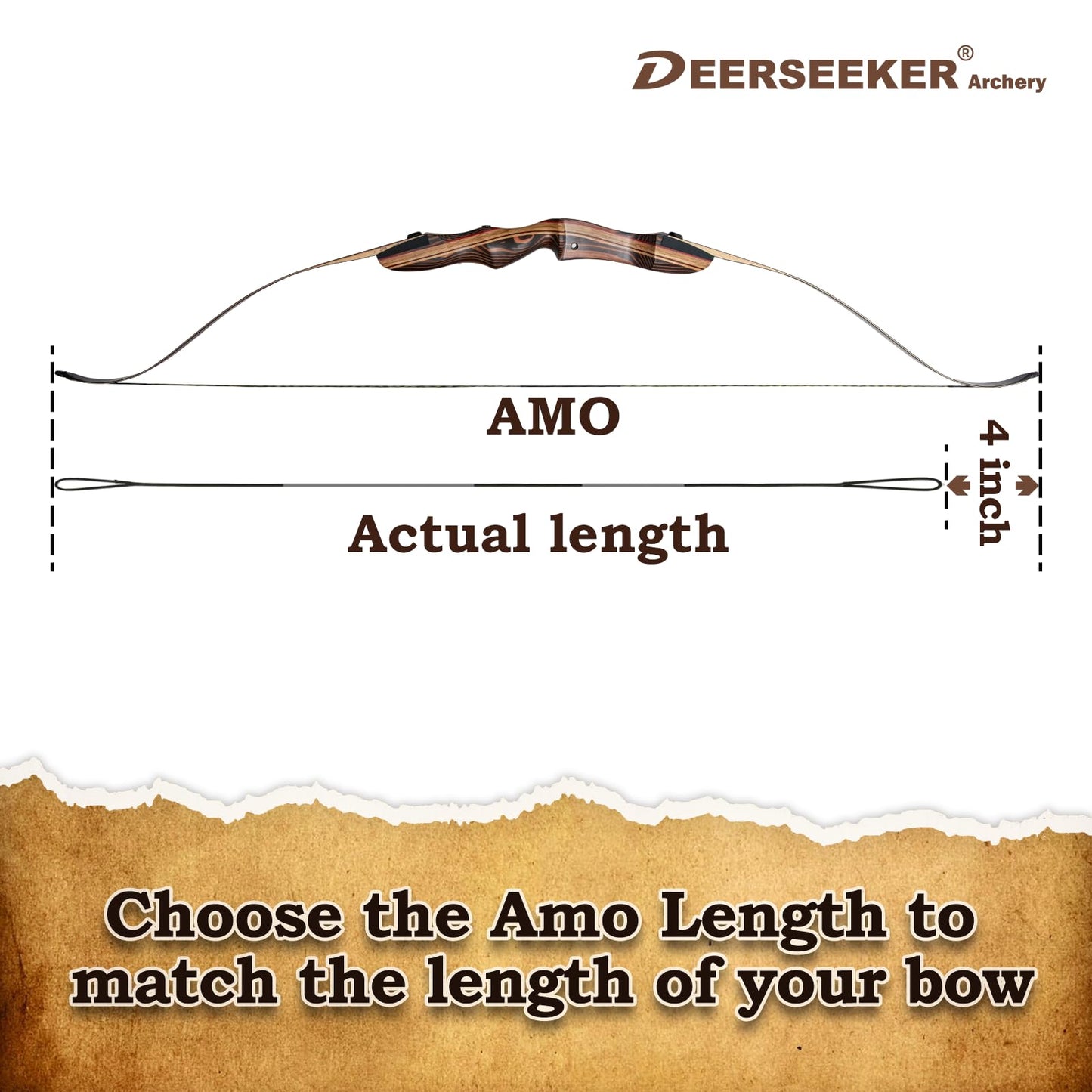 Deerseeker Recurve Bow String Set with 2 Nock Points Dacron Bowstrings Replacement Archery Accessories for Recurve Bow Traditional Longbow 12,14,16 Strands 48-70 inches (AMO 70"-16)