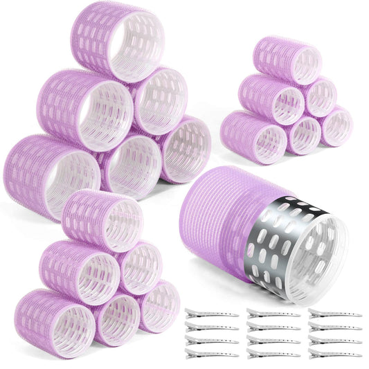 Tetutor Thermal Hair Rollers Set - 30PCS Jumbo Self-Grip Rollers (64mm, 48mm, 36mm) with Clips for Long, Medium, Short Volume and Salon Styling