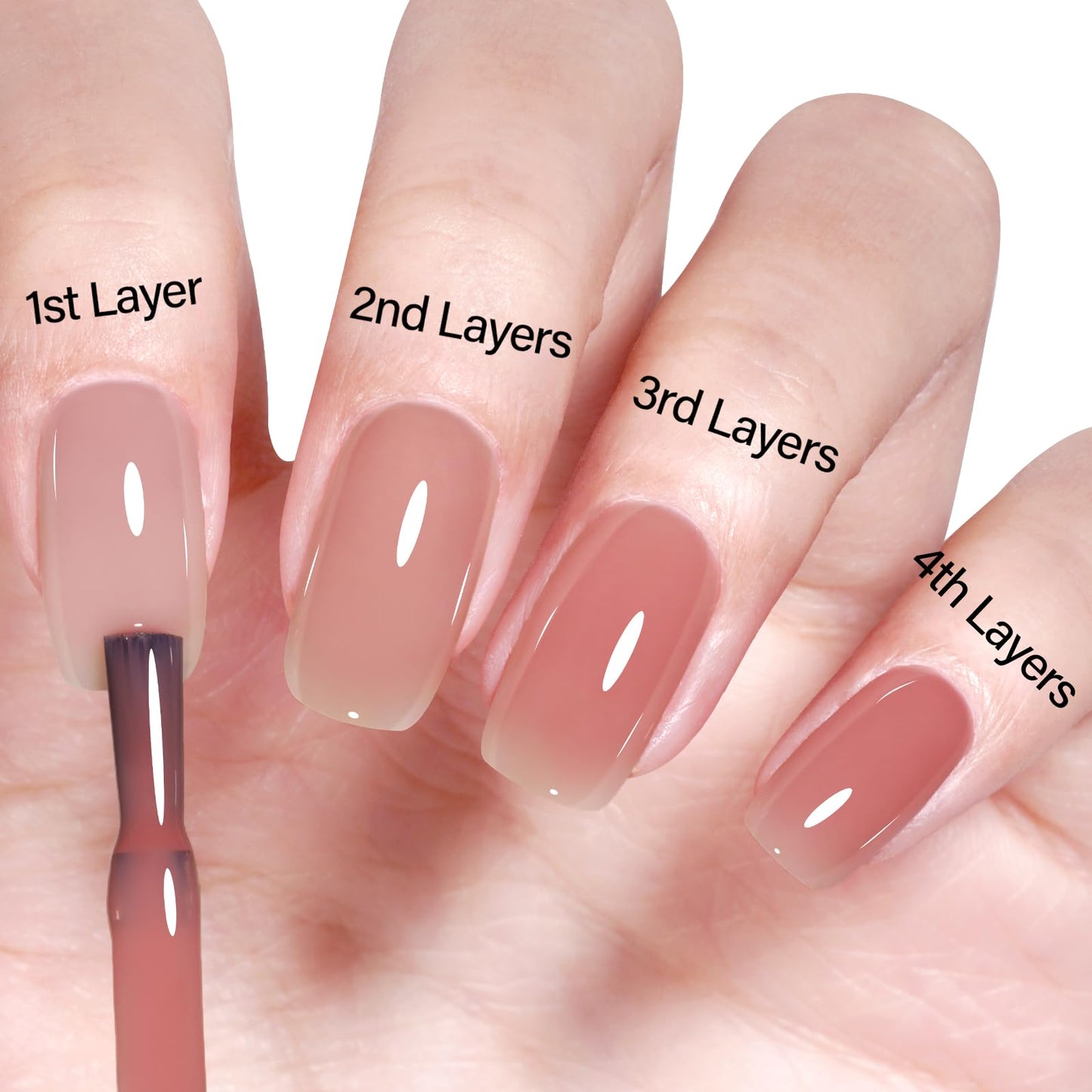 AILLSA Nude Gel Polish Tipsy Red Jelly Gel Nail Polish Sheer Neutral Color Translucent Gel Polish Long Lasting Blush Red Natural Nails Soak Off U V Gel for Nail Art at Home Valentine Gift 0.51 Oz ZD26