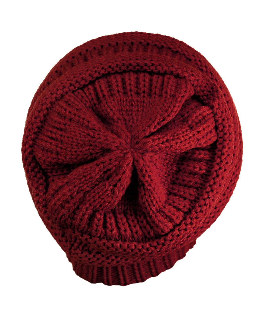 C.C Trendy Warm Chunky Soft Stretch Cable Knit Beanie Skully, Burgundy