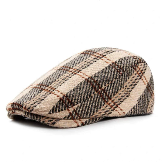 Croogo Newsboy Hat Classic Irish Duckbill Hat Herringbone Beret Cap Winter Golf Hunting Hat,Camel-BL26