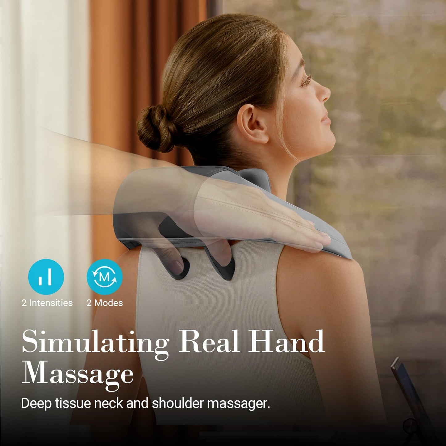 CuPiLo Shiatsu Neck and Shoulder Massager with Heat - FSA HSA Eligible,Cordless 4D Deep Tissue Kneading Massager, Rechargeable Massage for Neck, Shoulder,Ideal Gift for Women,Men