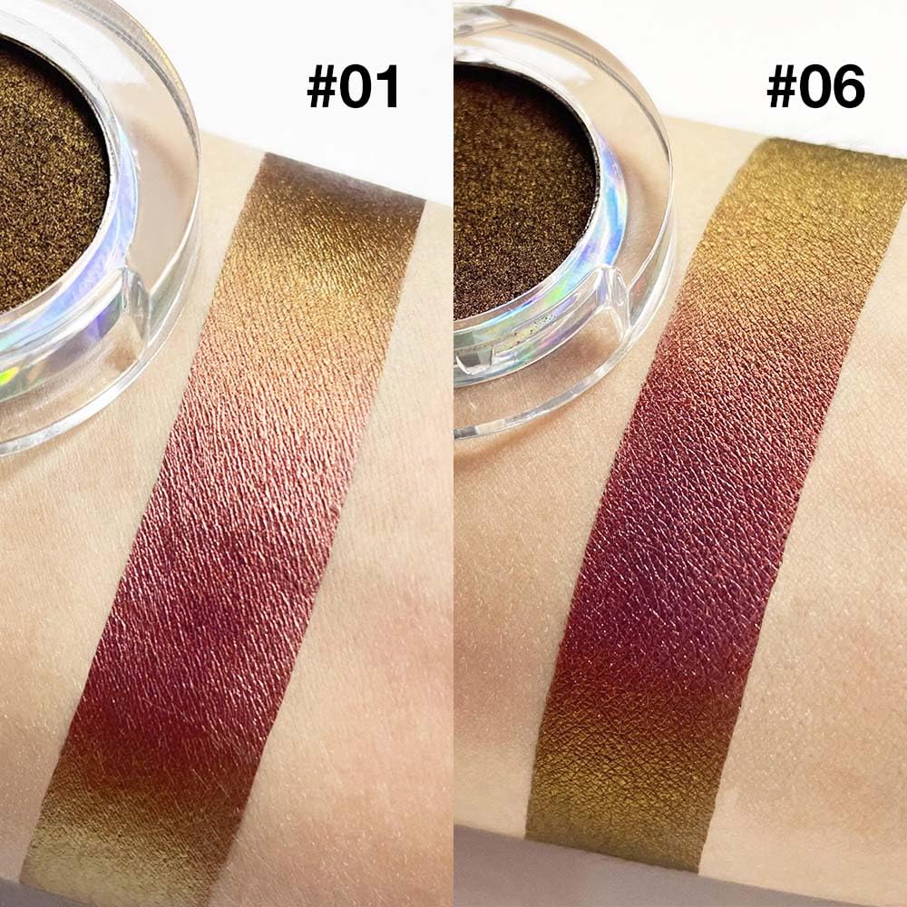evpct 2Pcs Duochrome MultiChrome Chameleon Eyeshadow Palette Set, Rose Gold Wine Red Purple Silky Smooth Pigmented Shimmer Metallic Holographic Glitter Eyeshadow Mermaid Makeup Pallet Set, 2g, 01+06
