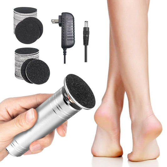 krofaue Electric Callus Remover for Feet Adjustable Speed Electric Foot Filer 60pcs Replacement Sandpaper Disk Electric Foot Grinder Professional Foot Sander for Dead Skin Calluses（Silver）