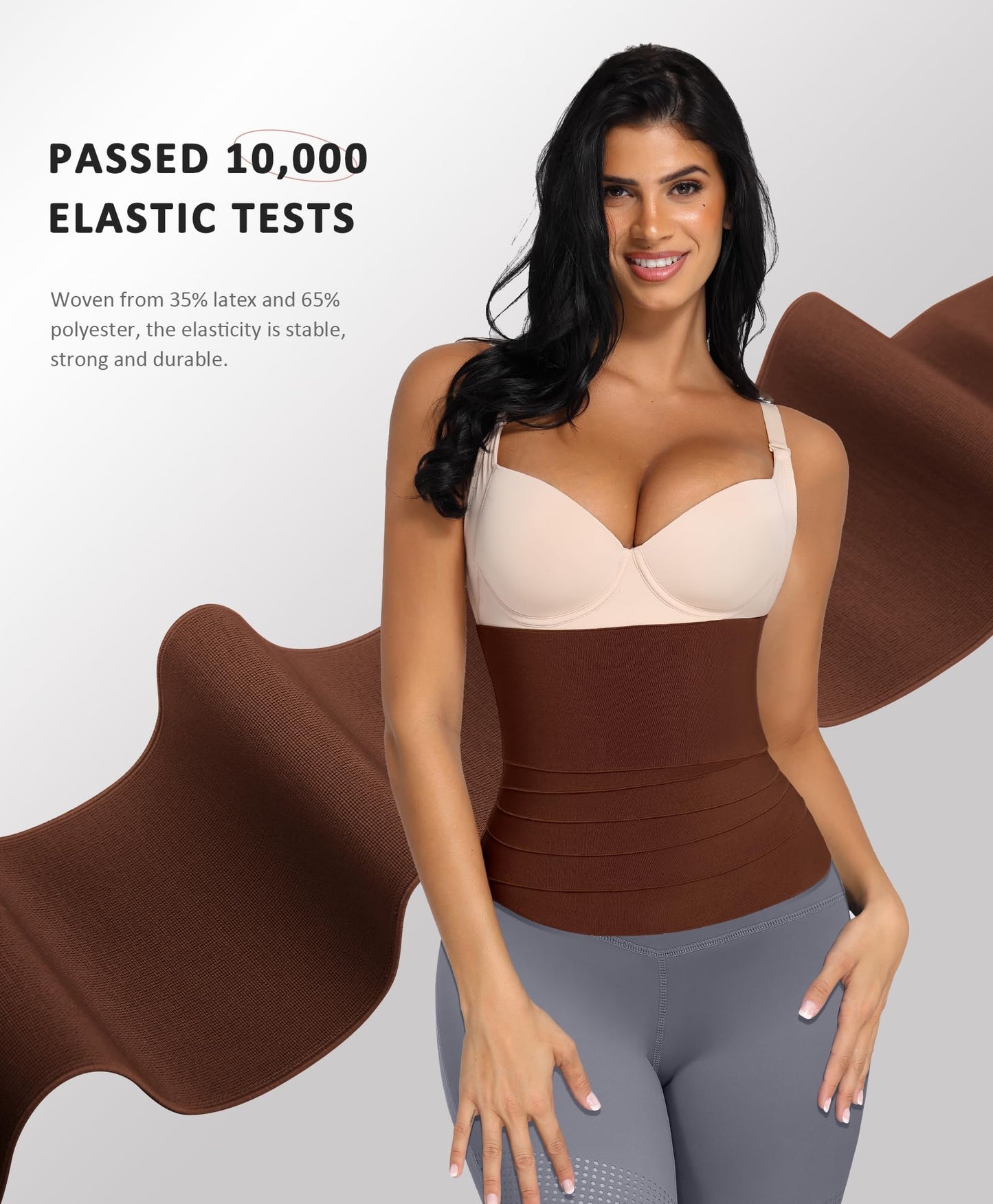 FeelinGirl Snatch Me Up Wrap Bandage Waist Trimmer Tummy Wraps Belt for Women Waist Wrap Gym Accessories Waist Trainer Brown