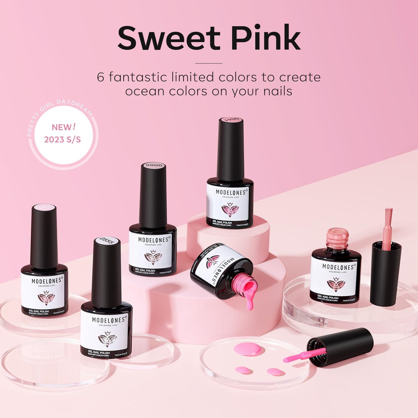 modelones Gel Nail Polish Set, 6 Colors Light/Hot/Nude Pink Jelly Gel Nail Polish White Summer Bright Nail Polish Kit with Nail Art Liner Brush Soak Off French Manicure DIY Salon Gifts