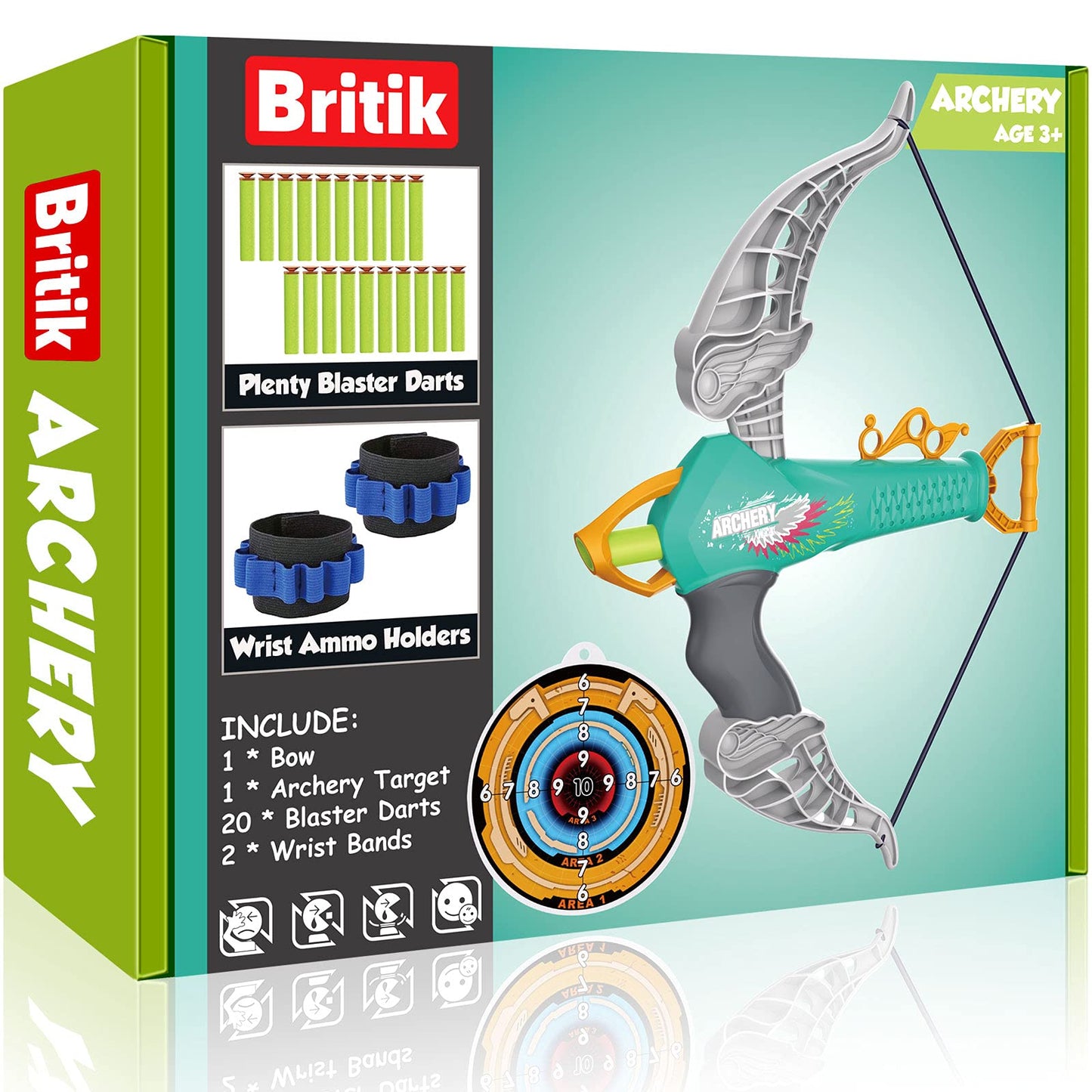 Britik Bow and Arrow for Kids Toys - Archery Set with 20 Suction Cup Arrows, Gifts for Boys Girls Toddler Age 4 5 6 7 8 Year Old