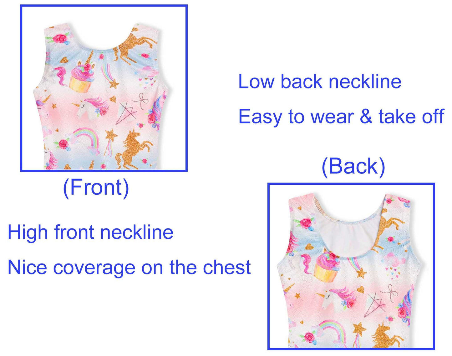 Domusgo Girls Gymnastics Leotards Size 6-7 Years Old Sparkle Rainbow Unicorn One Piece Biketard