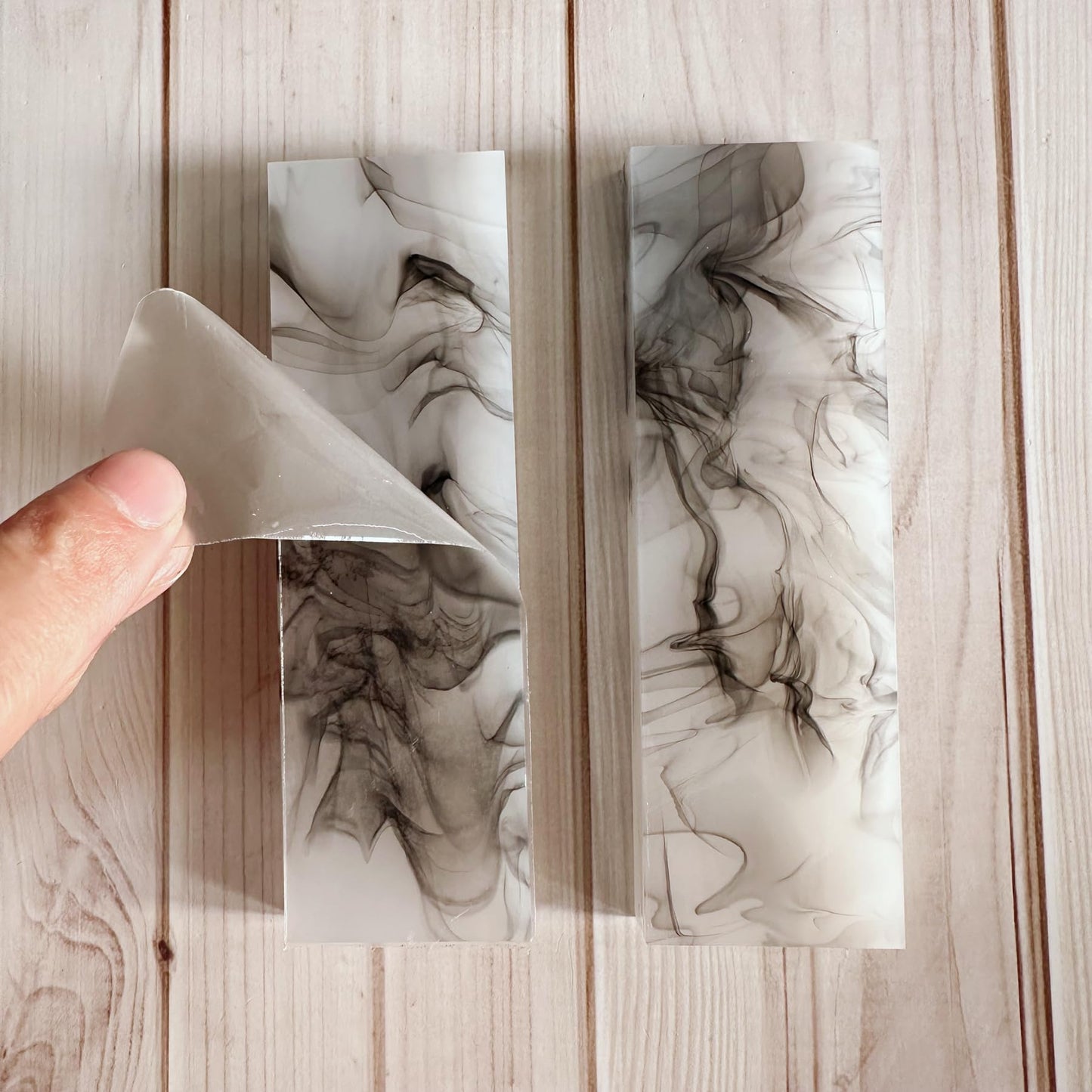 Uotowell Pre-Cut Epoxy Resin Scales Blanks for Decorative Inlays in Guitar Bodies, Necks, Engraved Knife Handle and Gun Grips - Marble White