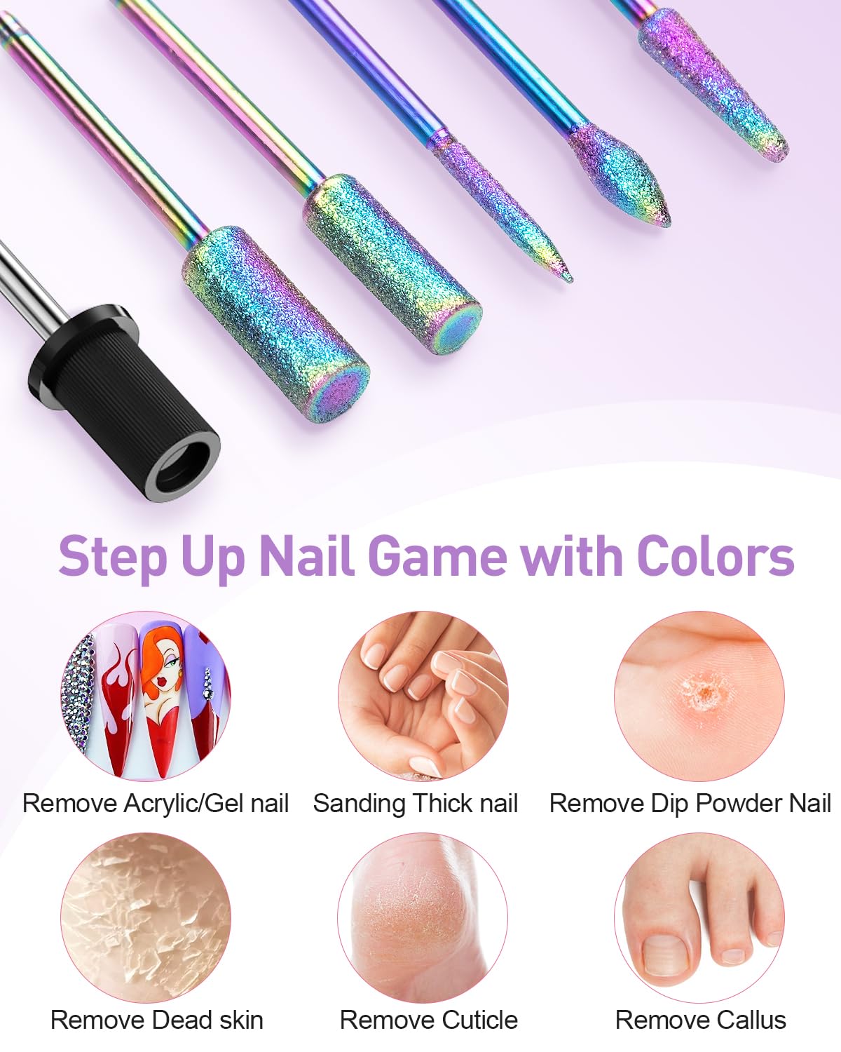 Subay Acrylic Nail Drill, Electric Nail File for Acrylic Gel Nails, Portable USB Nail Drill Machine with 6 Nail Drill Bits and 26 Sanding Bands for Nail Technicians Manicure Pedicure - Black