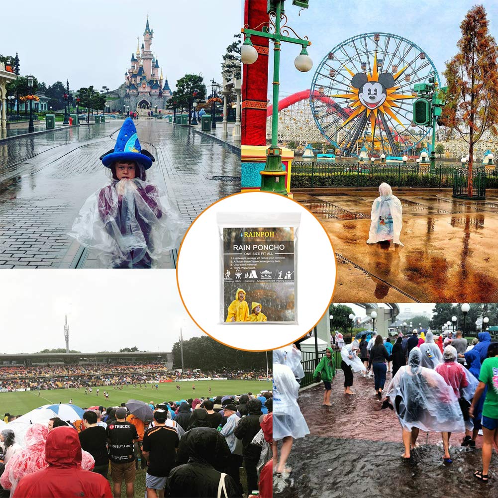 RAINPOH Rain Poncho 10Pack Rain Ponchos for Adults Women and Men Ponchos Family Pack with Hood