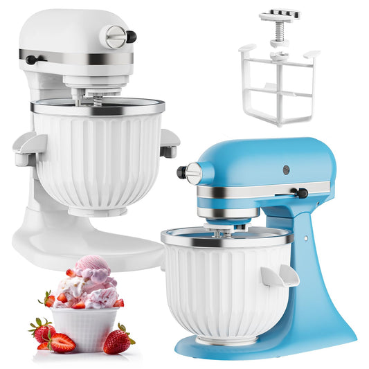 GVODE Ice Cream Maker Attachment for KitchenAid - Upgraded Leak-Proof Design, 2 Quart Bowl Compatible with 4.5QT to 7QT Models,Homemade Sorbet Gelato,Yogurt & Ice Cream attachment for Kitchen aid