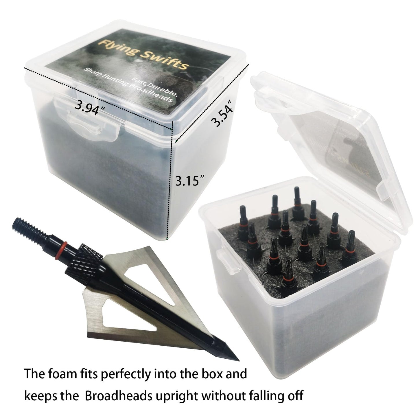 Flying Swifts Hunting Broadheads 3 Blades Archery Broadheads 100Grain 12PK Screw-in Arrow Heads Arrow Tips Compatible with Traditional Bows and Compound Bow Archery Hunting