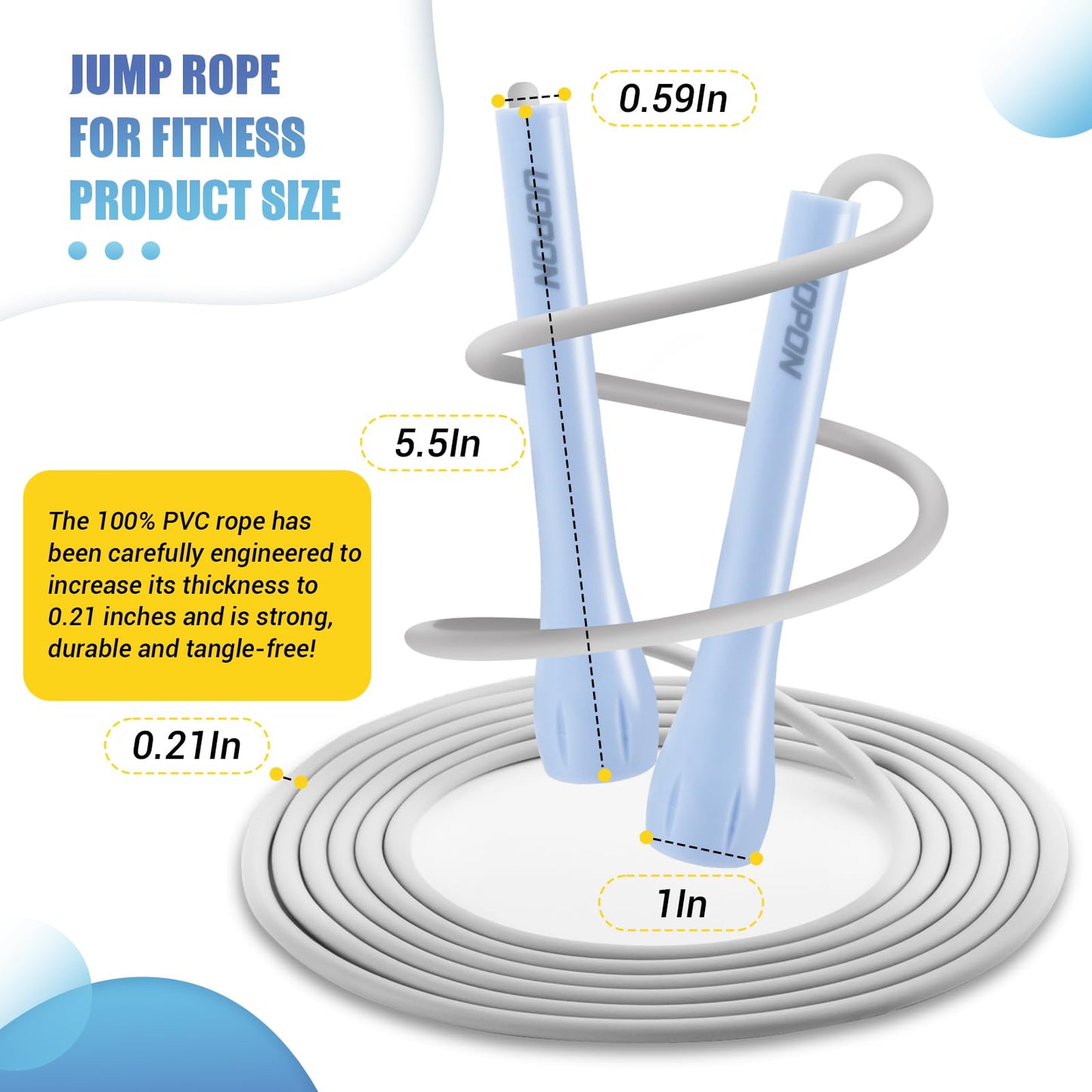 Jump Rope for Fitness, Lightweight PVC Skipping Rope for Men Women Adults Exercise with ABS Handles & Training Poster, Adjustable Tangle-Free Workout Speed Jump Rope for Home, Gym and Outdoor