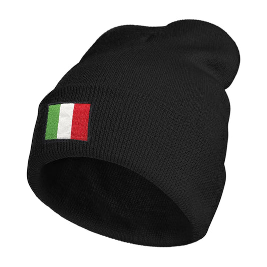 YIEOFH Italy Italian Flag Beanie Hat for Men Women Winter Warm Beanie Hats Stretch Skull Knit Hat Cap Black