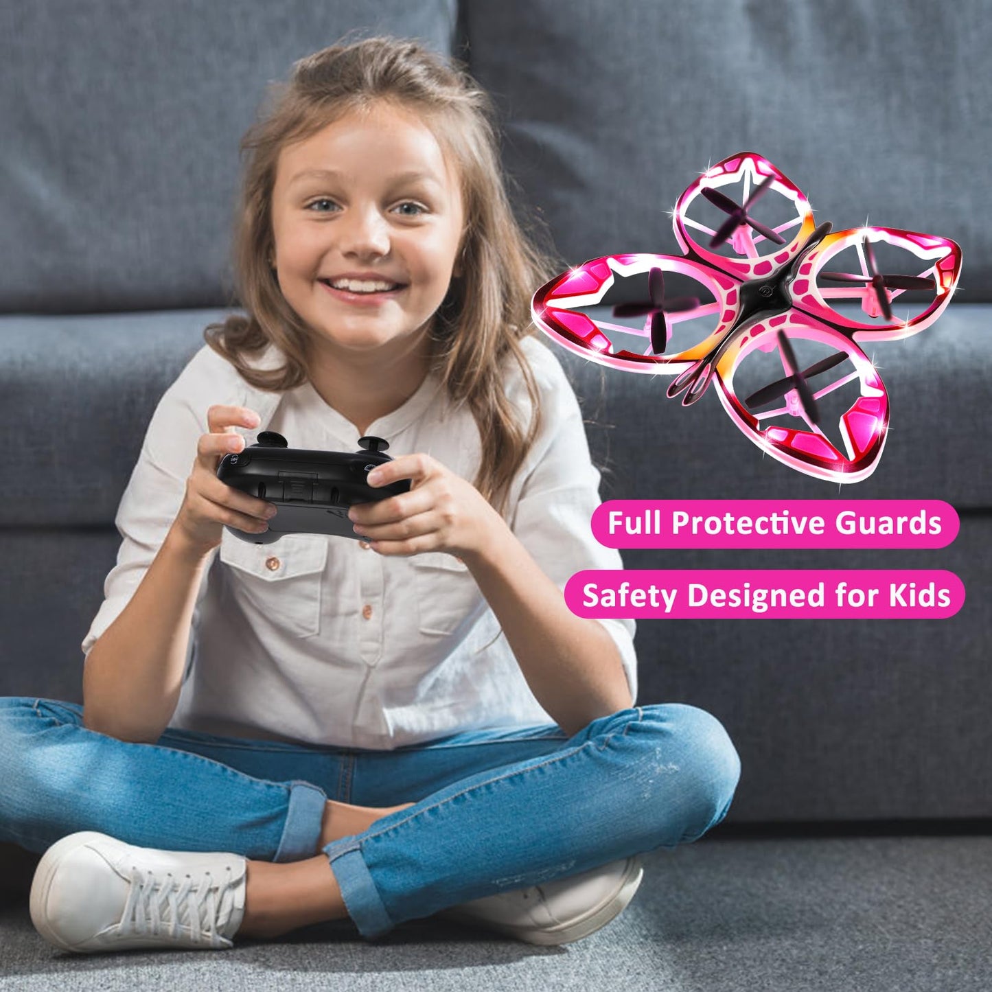Authticar Kids Mini Drone - RC Butterfly Drone for Beginners with Colorful Light, 3D Flip, Headless Mode, Altitude Hold, Remote Control Quadcopter Gift for Age 6-14 Boys & Girls