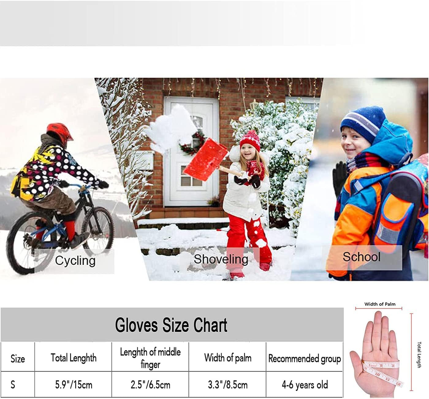 7-Mi Kids Mittens,Winter Snow Gloves Waterproof Warm Thick for Boys Girls Children Skiing Snowboarding 4-6 Years