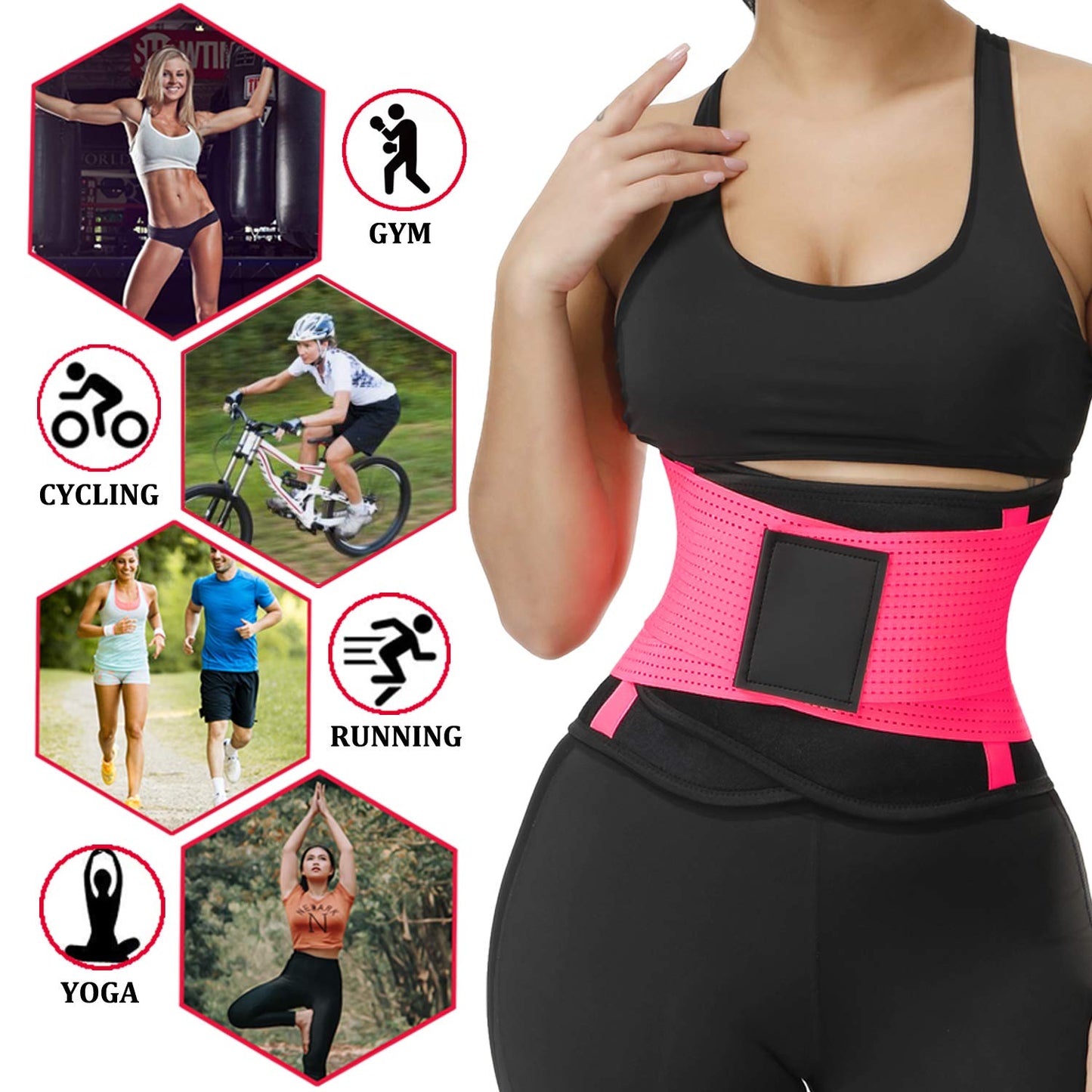 VENUZOR Waist Trainer Belt for Women - Waist Cincher Trimmer - Slimming Body Shaper Belt - Sport Girdle Belt (UP Graded) (Z1-FL Pink, Small)