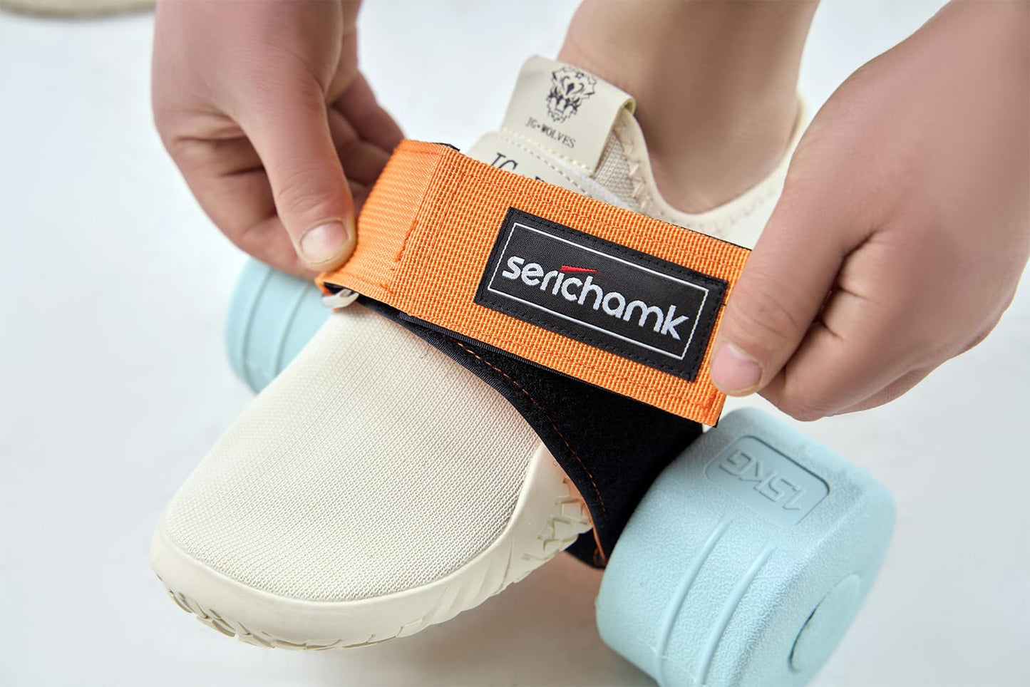 Feet Dumbbell Attachment, Tibialis Trainer Ankle Straps for Feet Weight Lifting Shin Splint, Hamstring Curls, Leg Curl Attachment at Home Gym Equipment Orange 1pc