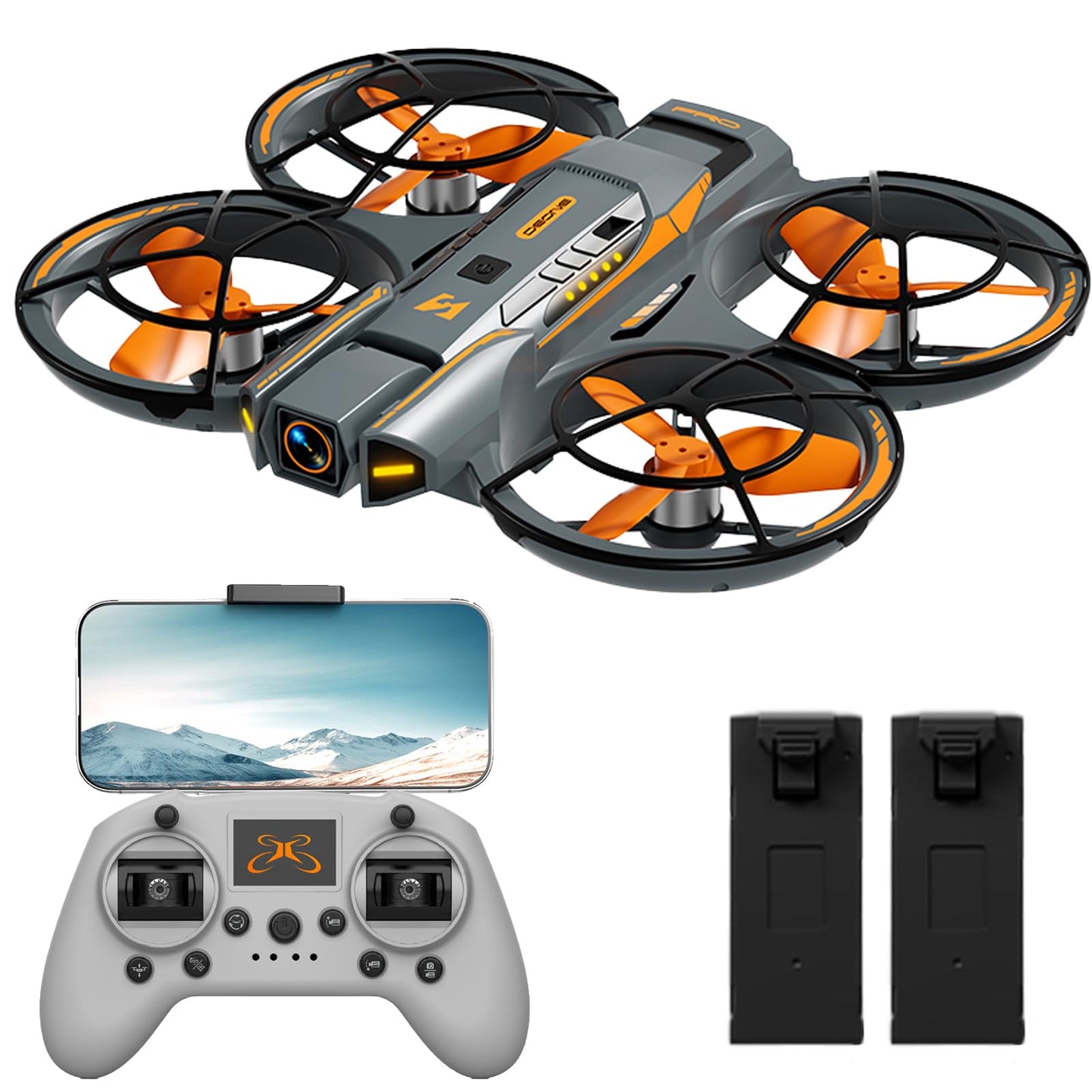 A21 PRO Drone, FPV Design, Unmanned Aerial Vehicle Airdrop, Brushless Motor, Optical Flow Localization, Active Obstacle Avoidance, 2 batteries. (Black-2 batteries)