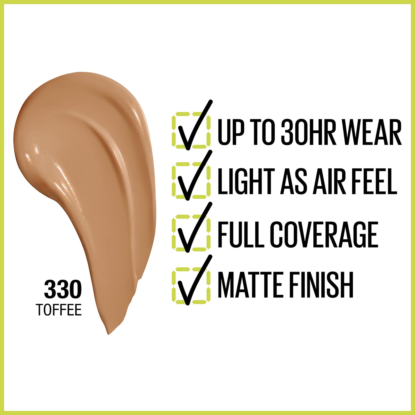 Maybelline Super Stay Full Coverage Liquid Foundation Active Wear Makeup, Up to 30Hr Wear, Transfer, Sweat & Water Resistant, Matte Finish, Toffee, 1 Count