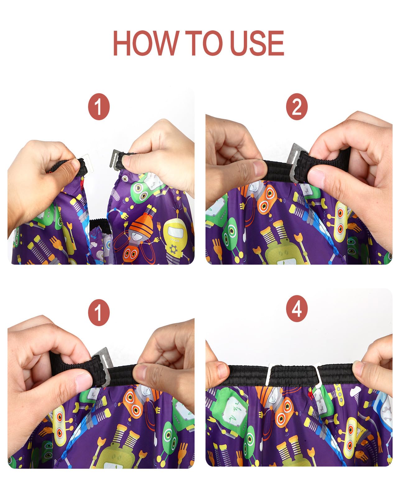 Kids Barber Cape with Neck Duster Brush, Professional Salon Hair Cutting Cape with Adjustable Snap Closure(Cartoon Robot)