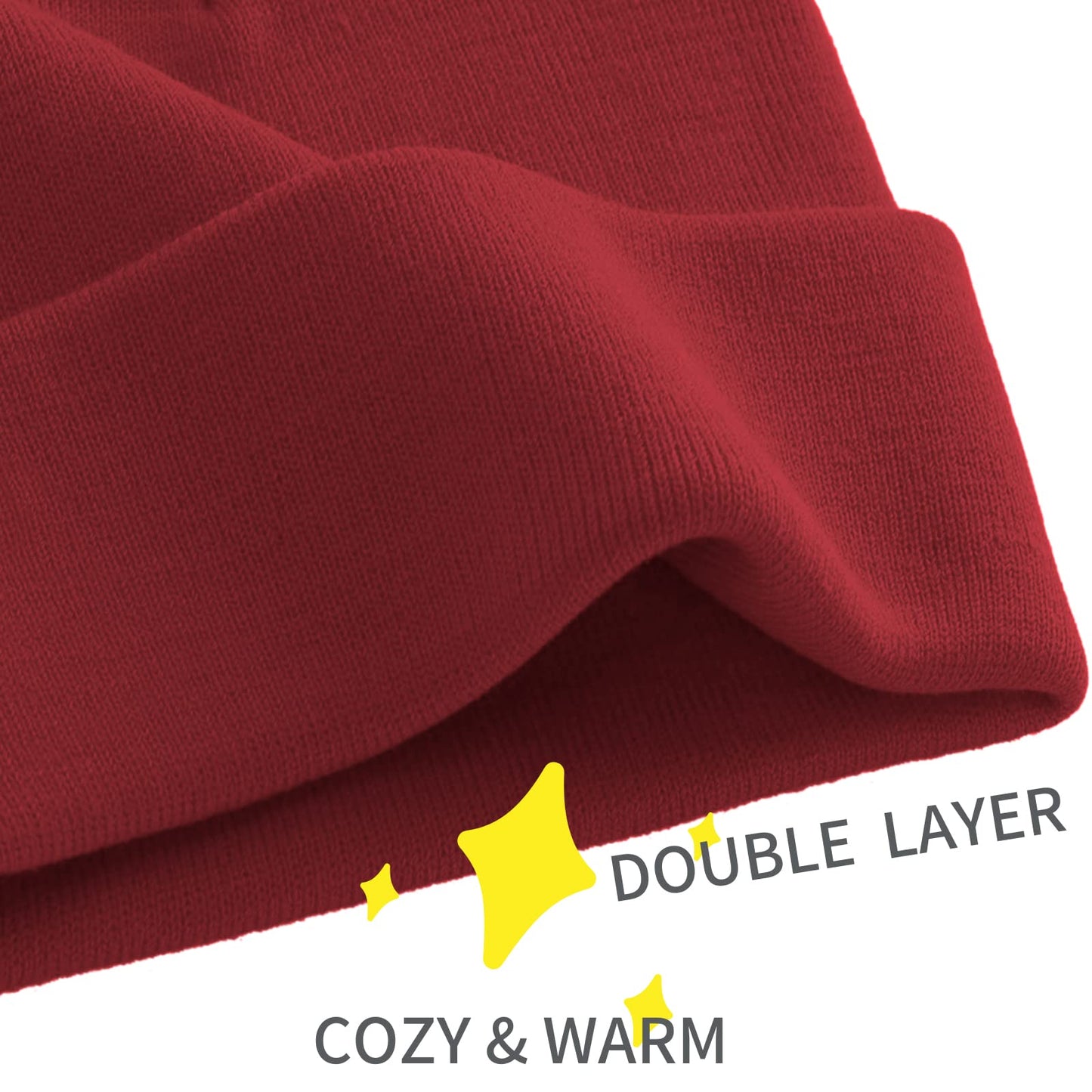 lycycse Beanie Hats for Women Men Knit Warm Winter Hat with Smile Face Unisex Soft Cuffed Acrylic Beanies Ski Hat Skull Cap Burgundy