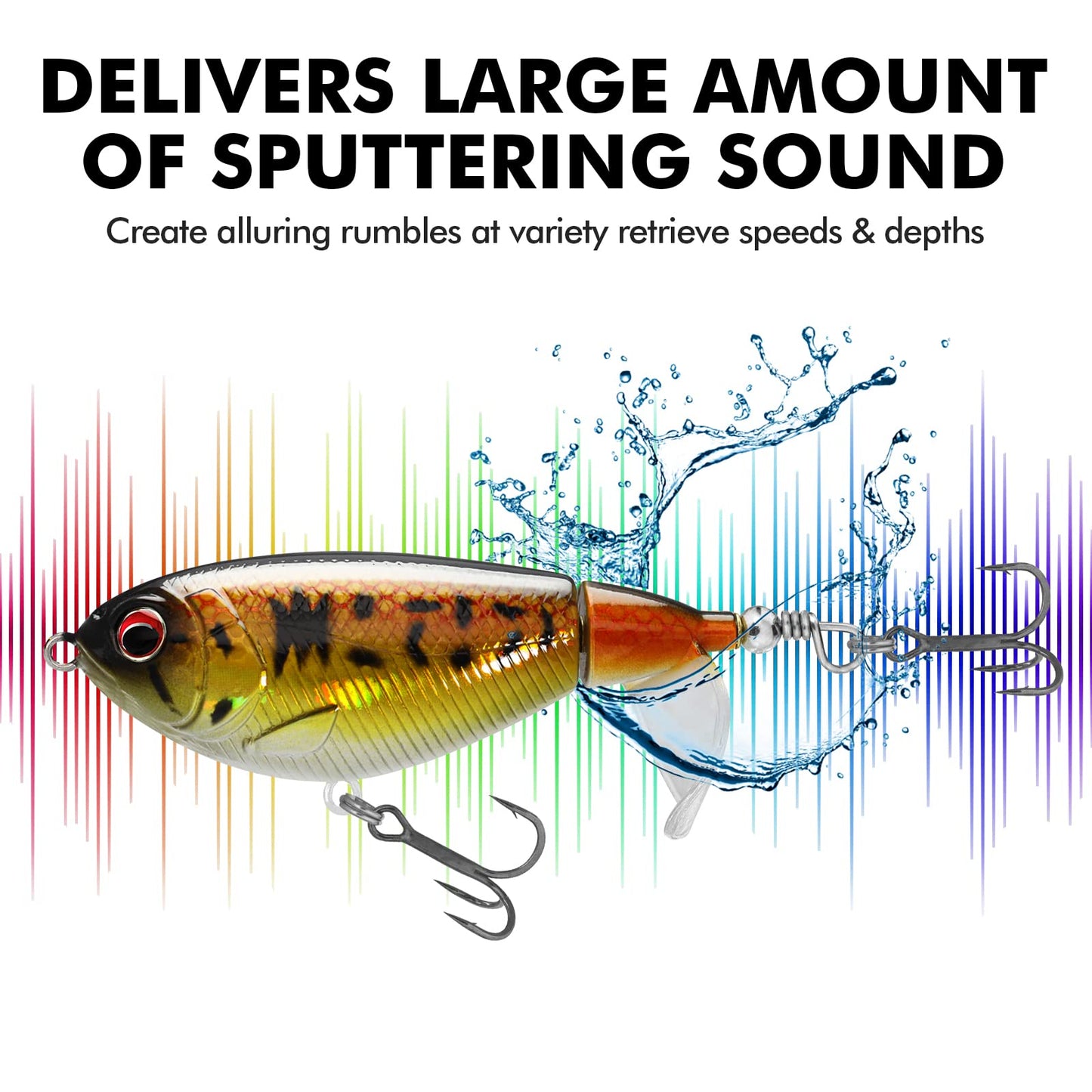 TRUSCEND Fishing Lures for Bass Trout Double Floating Rotating Tail Whopper Swimbaits Bass Lures Freshwater Saltwater Bass Fishing Plopper Lures Kit Lifelike Teasers Fishing Gifts for Men