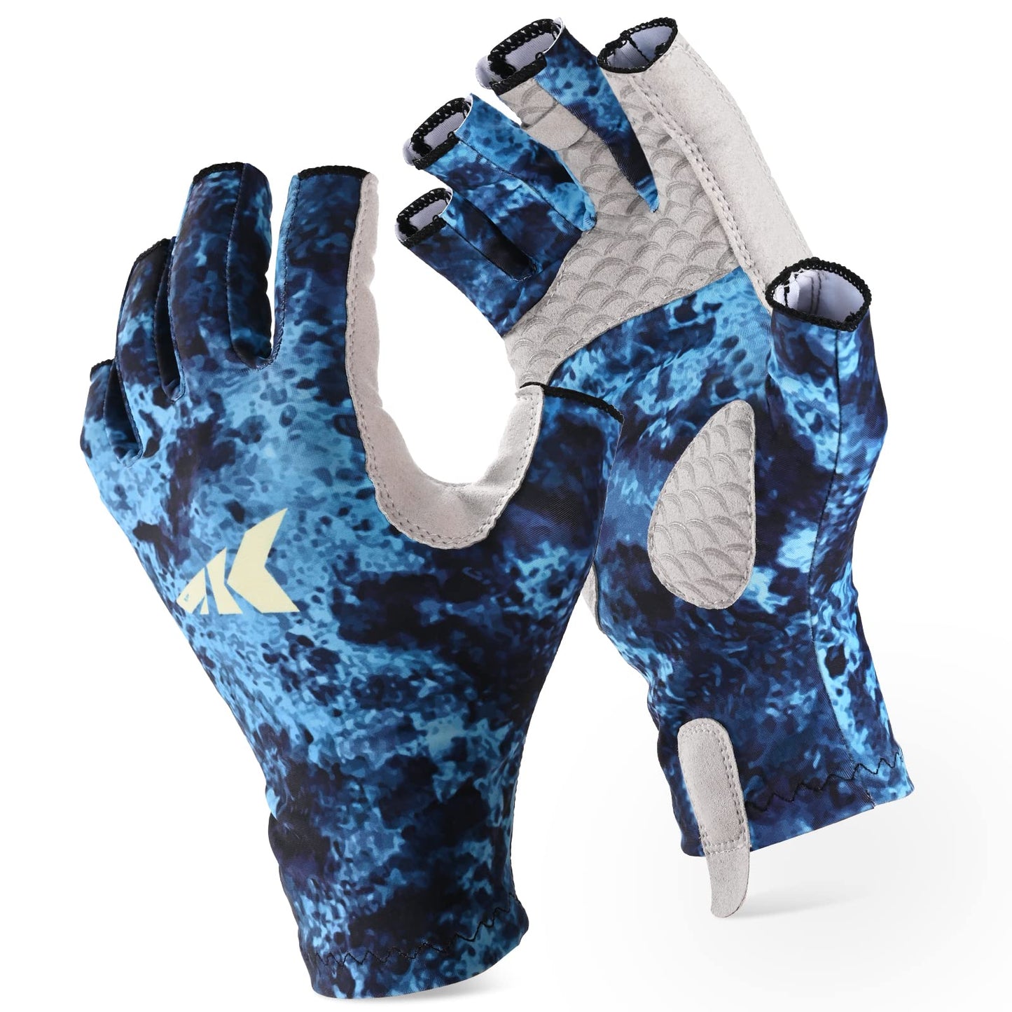 KastKing La Sal Fishing Gloves UPF50+ Sun Gloves UV Protection Fingerless Gloves Men Women for Outdoor, Kayaking, Rowing, Paddling, Canoeing, Hunting