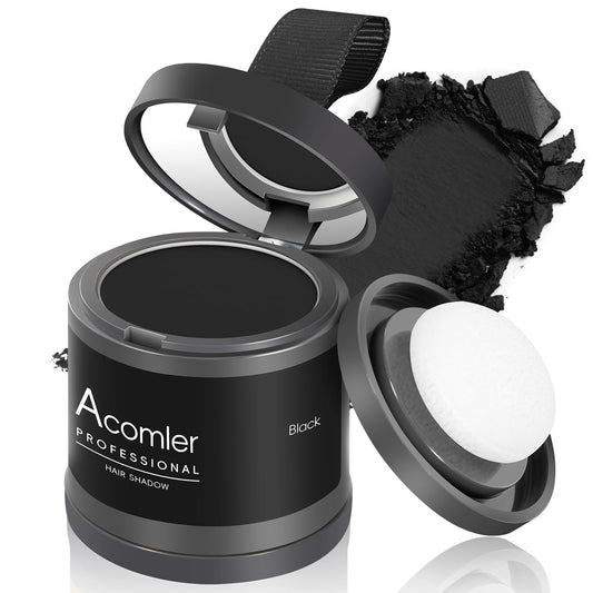 Acomler Instantly Root Cover Up Hairline Shadow Powder,Root Touch Up Hair Powder 0.35 Ounce for Thinning Hair, Grey Hair Coverage Hair Powder for Women, Men with Eyebrows,Beard Line,Bald Spots (Black)